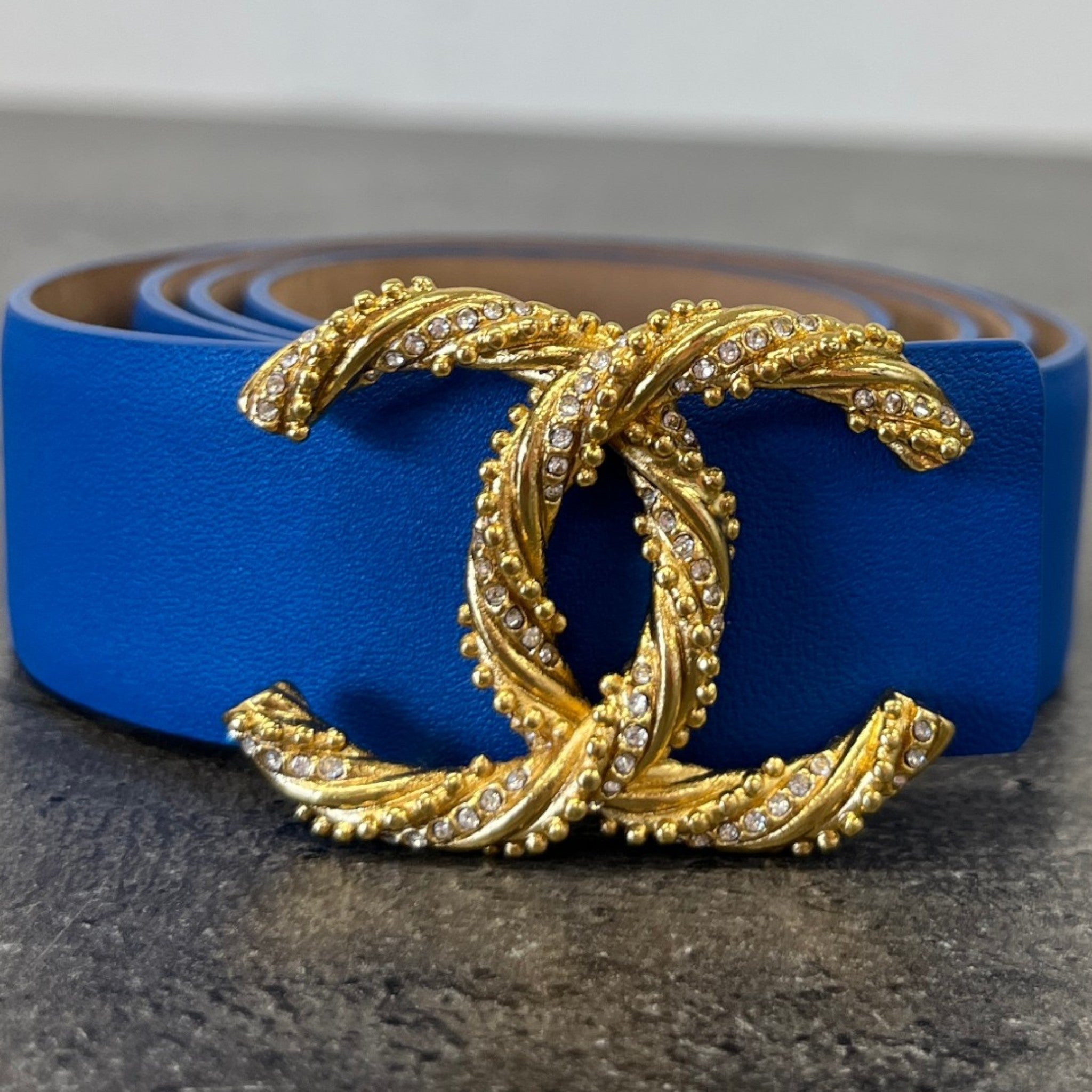 Women's Cc Logo Belt Blue Size 80CM / UK 8