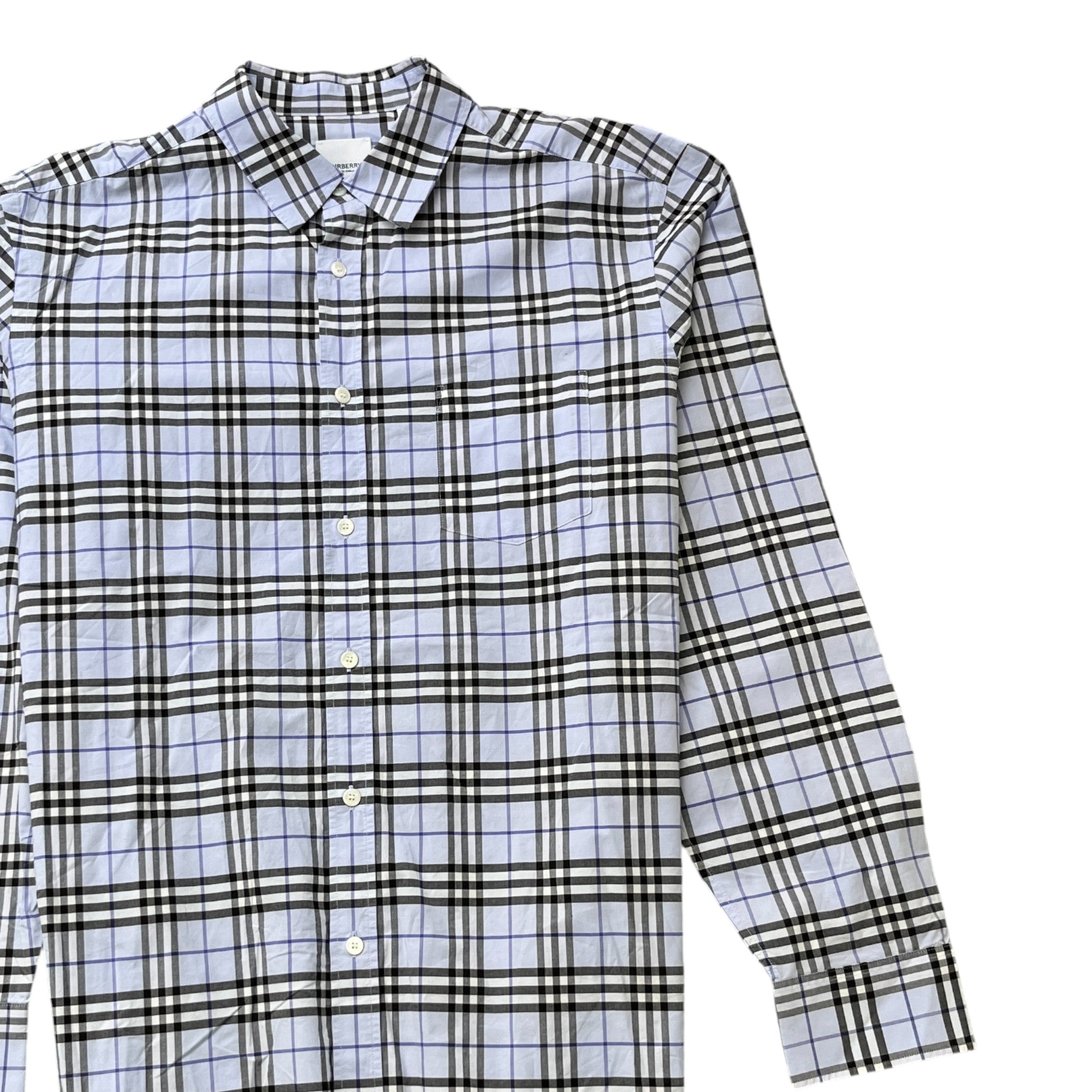 Men's Checkered Long Sleeve Shirt Blue Size XL