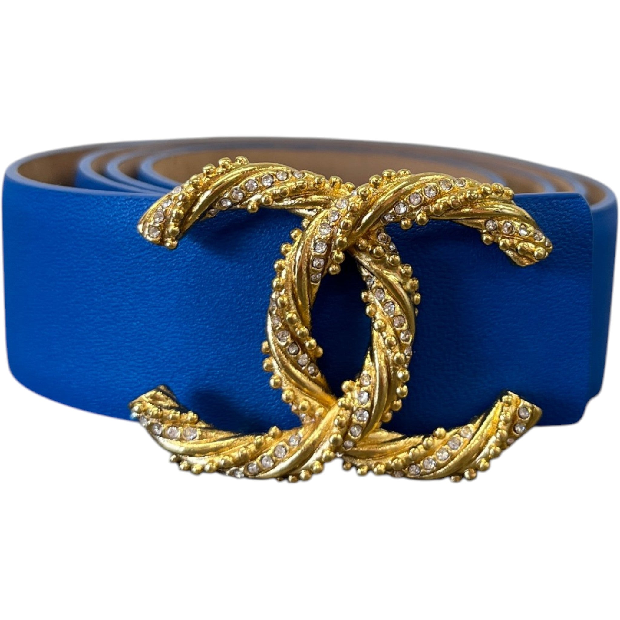 Women's Cc Logo Belt Blue Size 80CM / UK 8