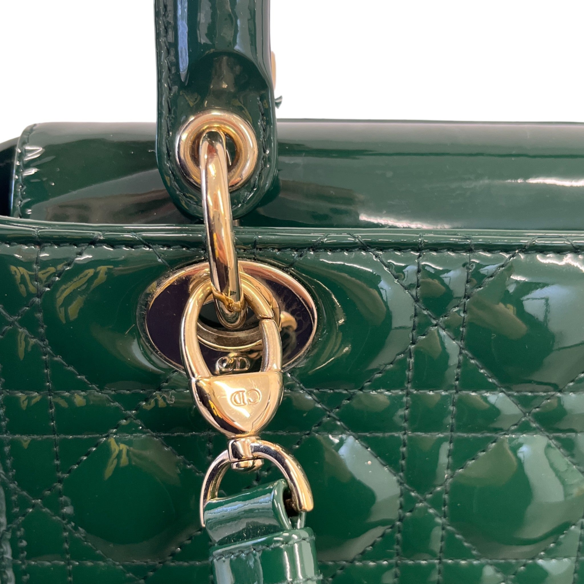 Women's Lady Dior Medium Patent Bag Green