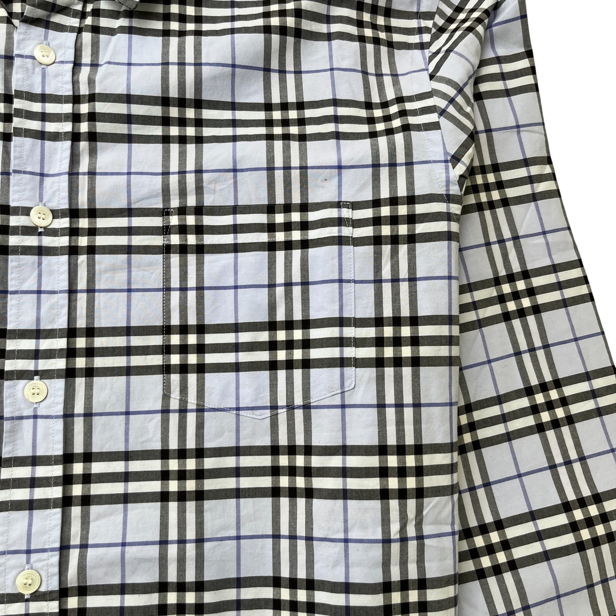 Men's Checkered Long Sleeve Shirt Blue Size XL