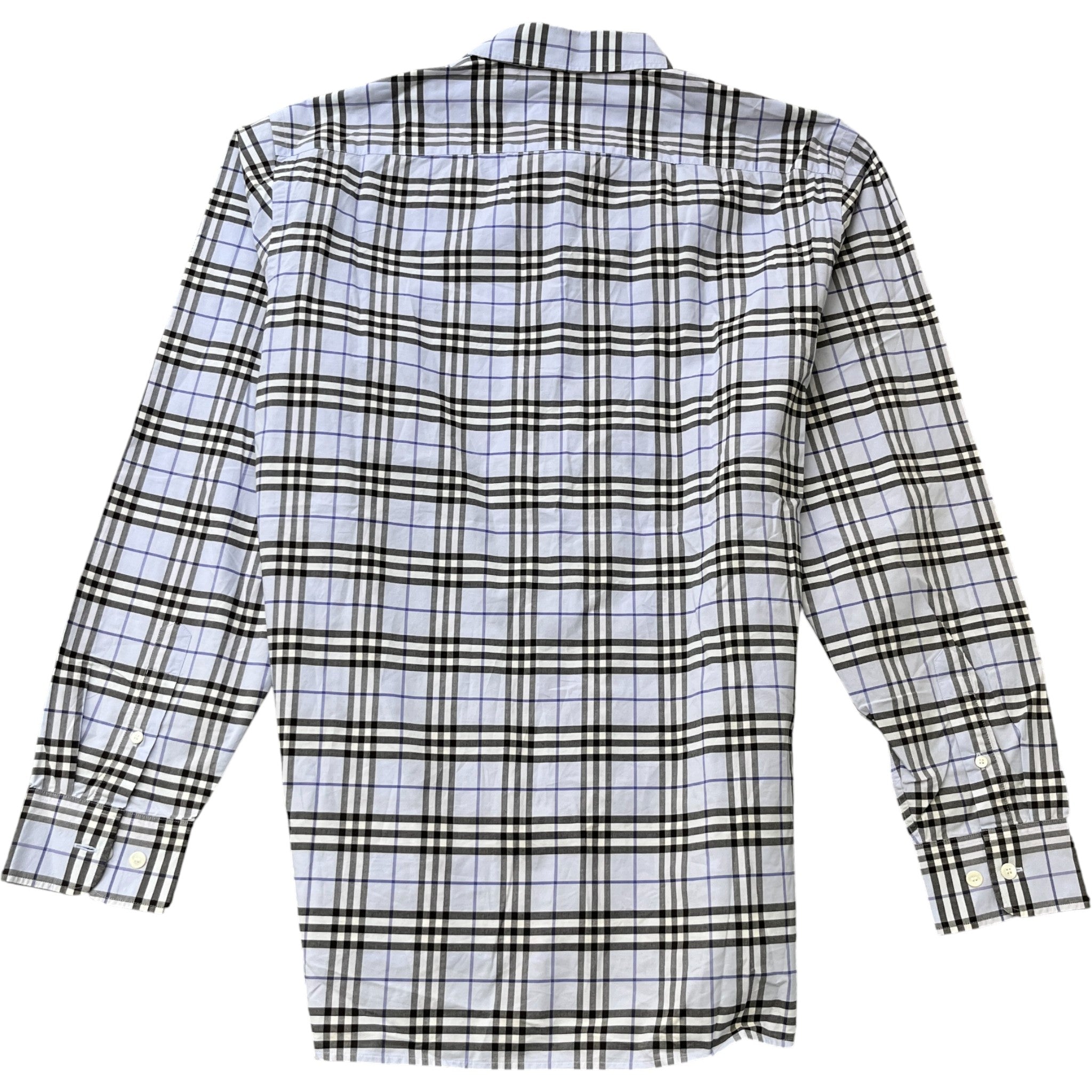 Men's Checkered Long Sleeve Shirt Blue Size XL