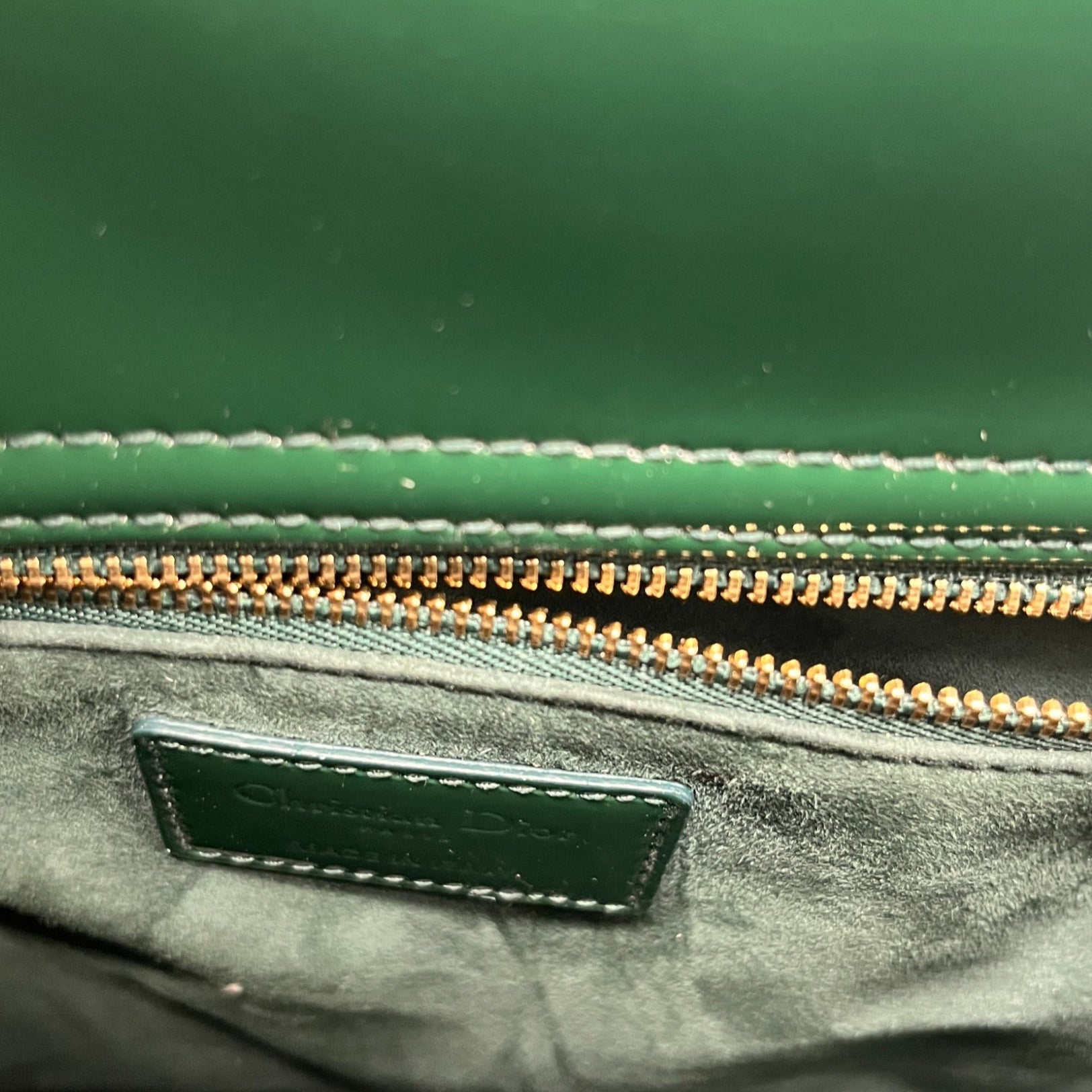 Women's Lady Dior Medium Patent Bag Green