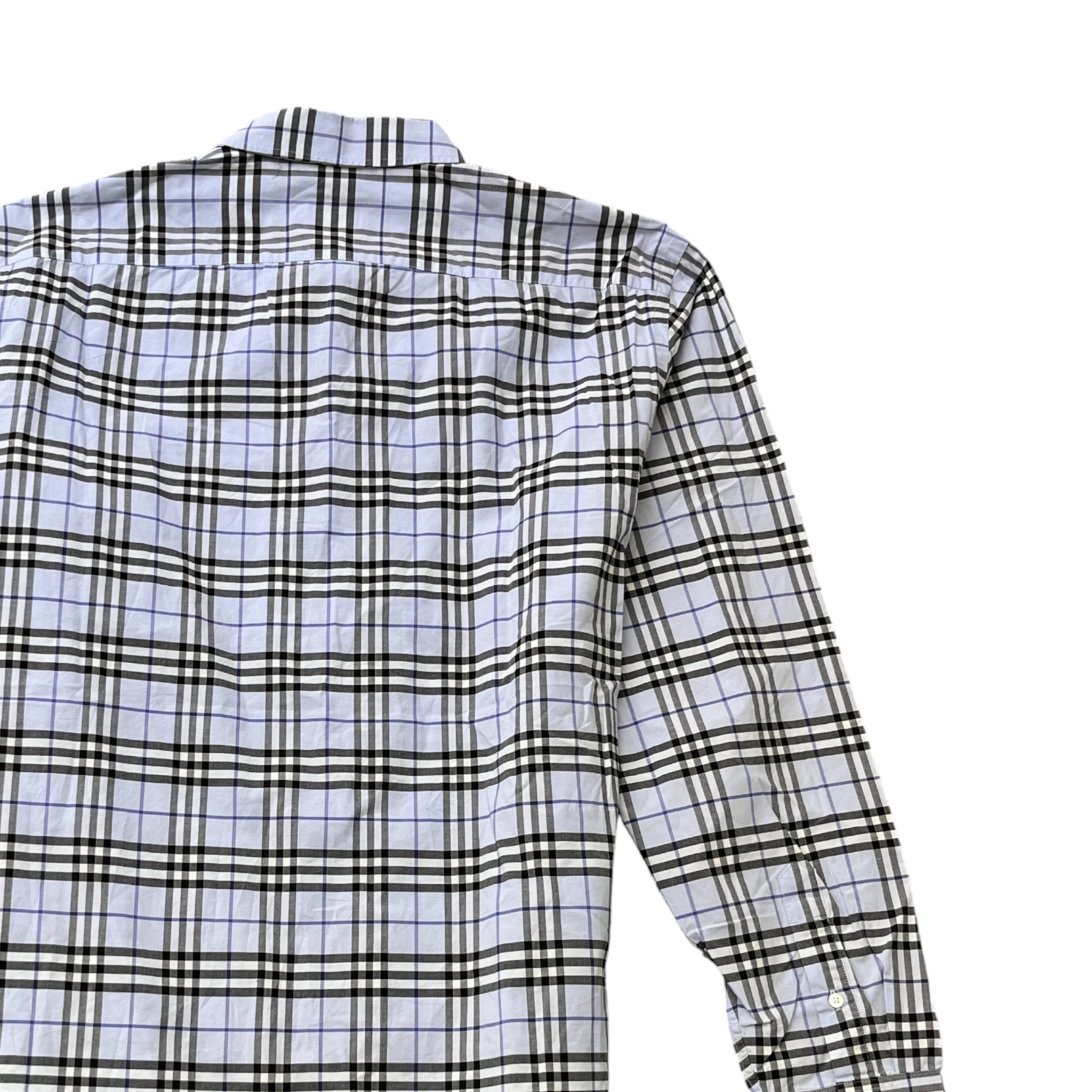 Men's Checkered Long Sleeve Shirt Blue Size XL