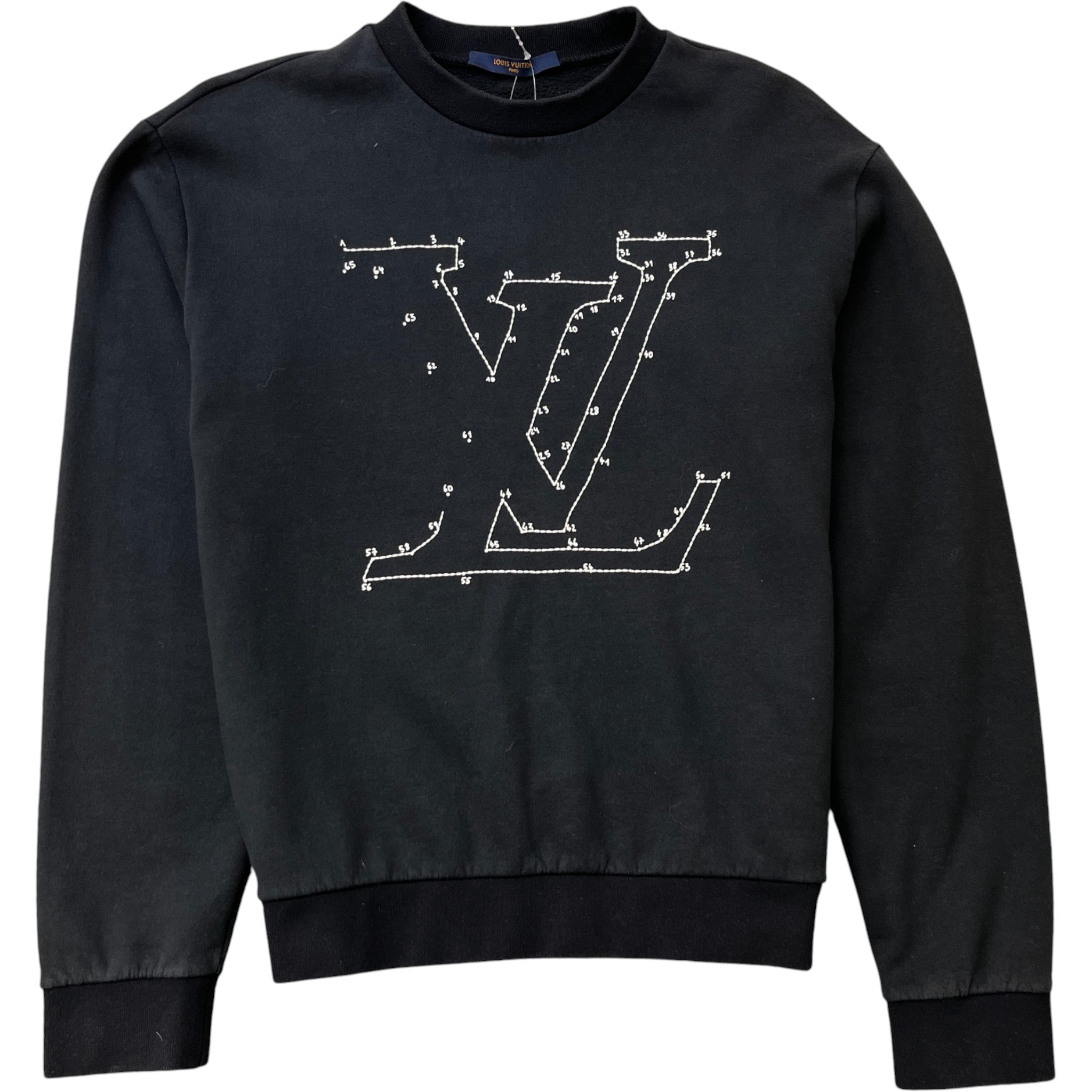 Men's Lv Stitch Logo Sweatshirt Black Size XS