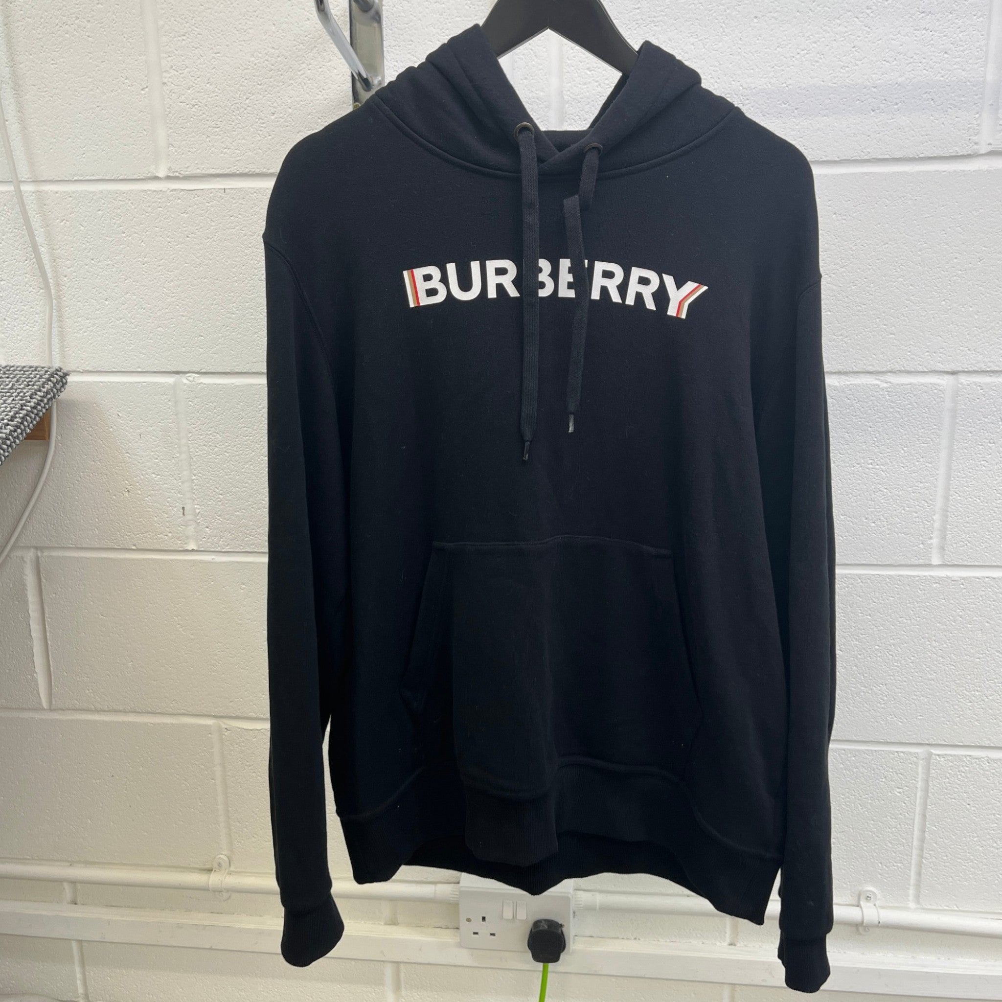 Men's Logo Print Hoodie Black Size L