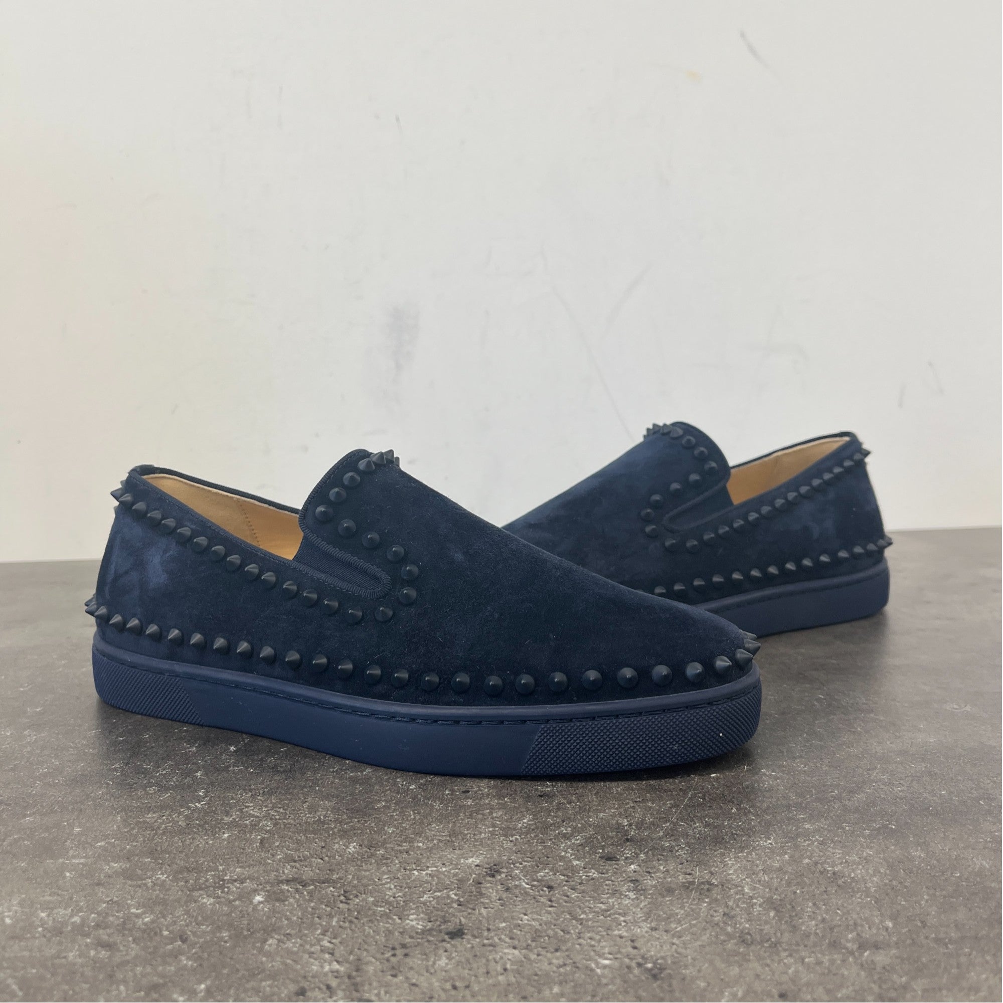 Men's Pik Boat Flat Veau Velour Loafers Navy Size EU 39 / UK 5