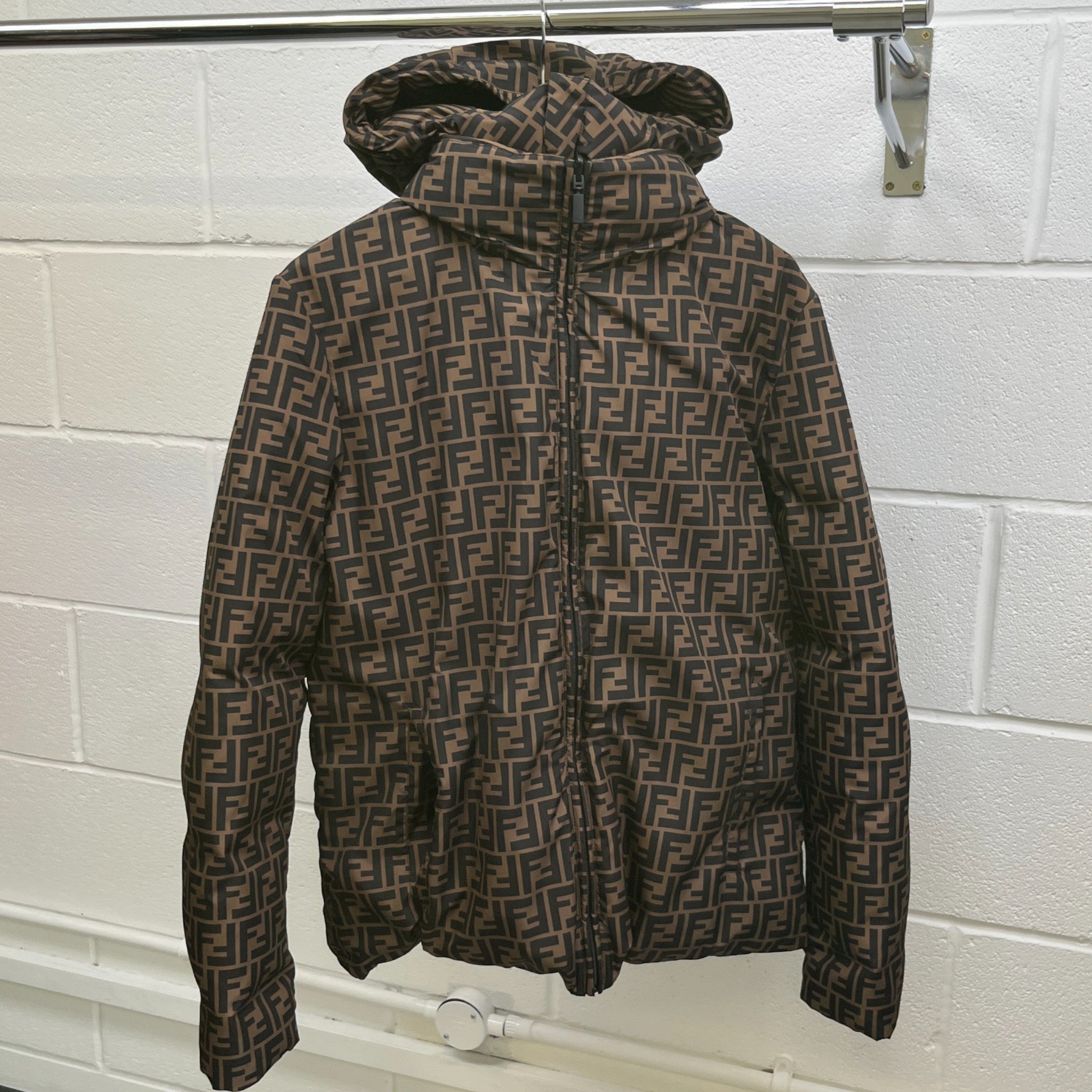 Men's Reversible Ff Zucca Down Jacket Gold Size IT 48 / M