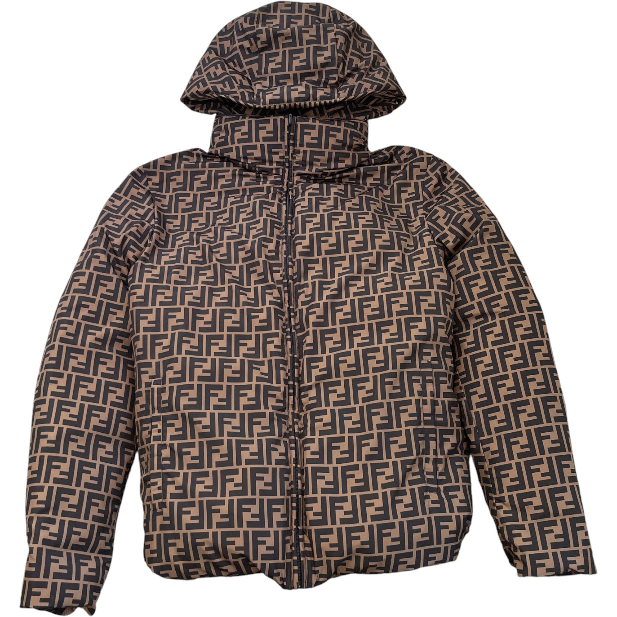 Men's Reversible Ff Zucca Down Jacket Gold Size IT 48 / M