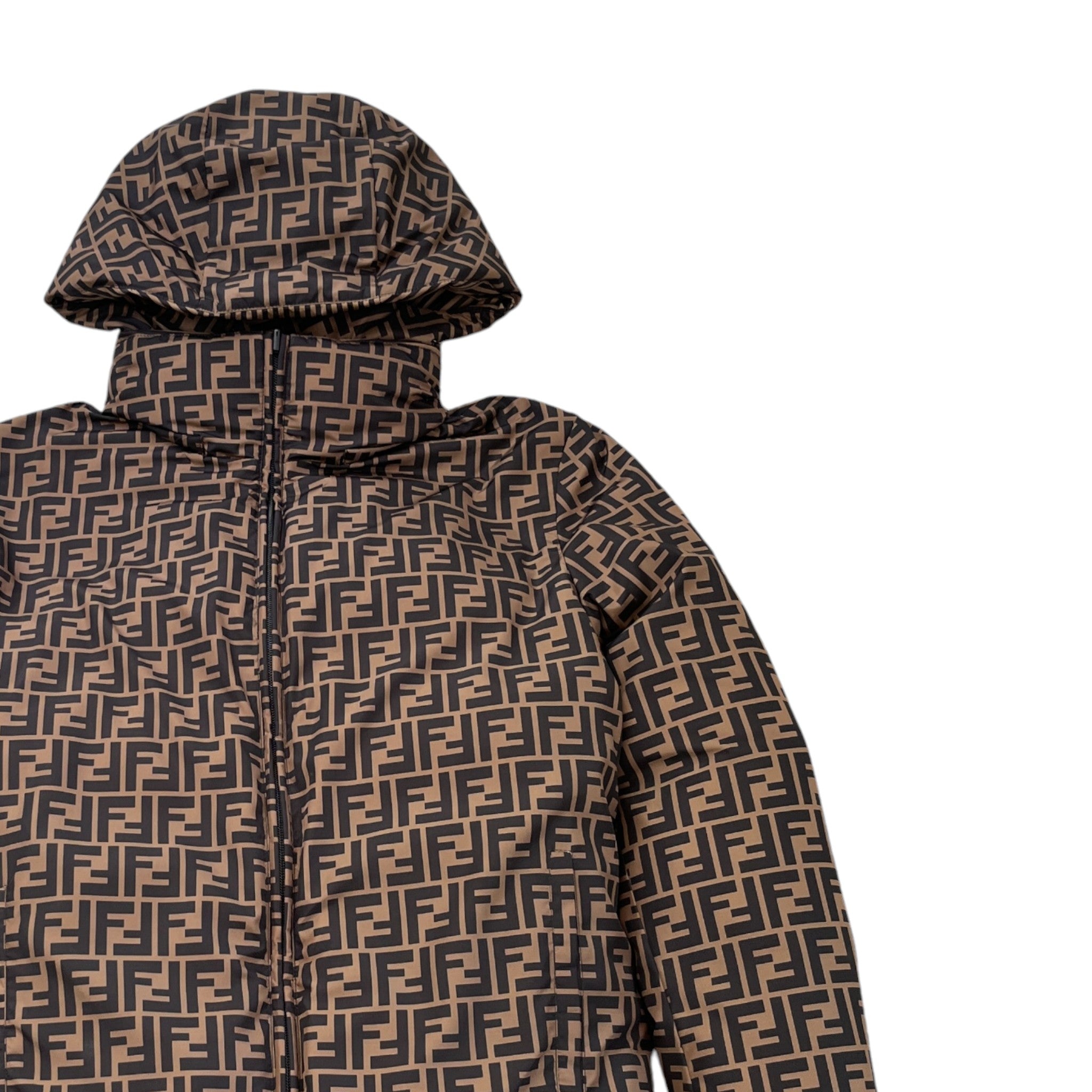 Men's Reversible Ff Zucca Down Jacket Gold Size IT 48 / M