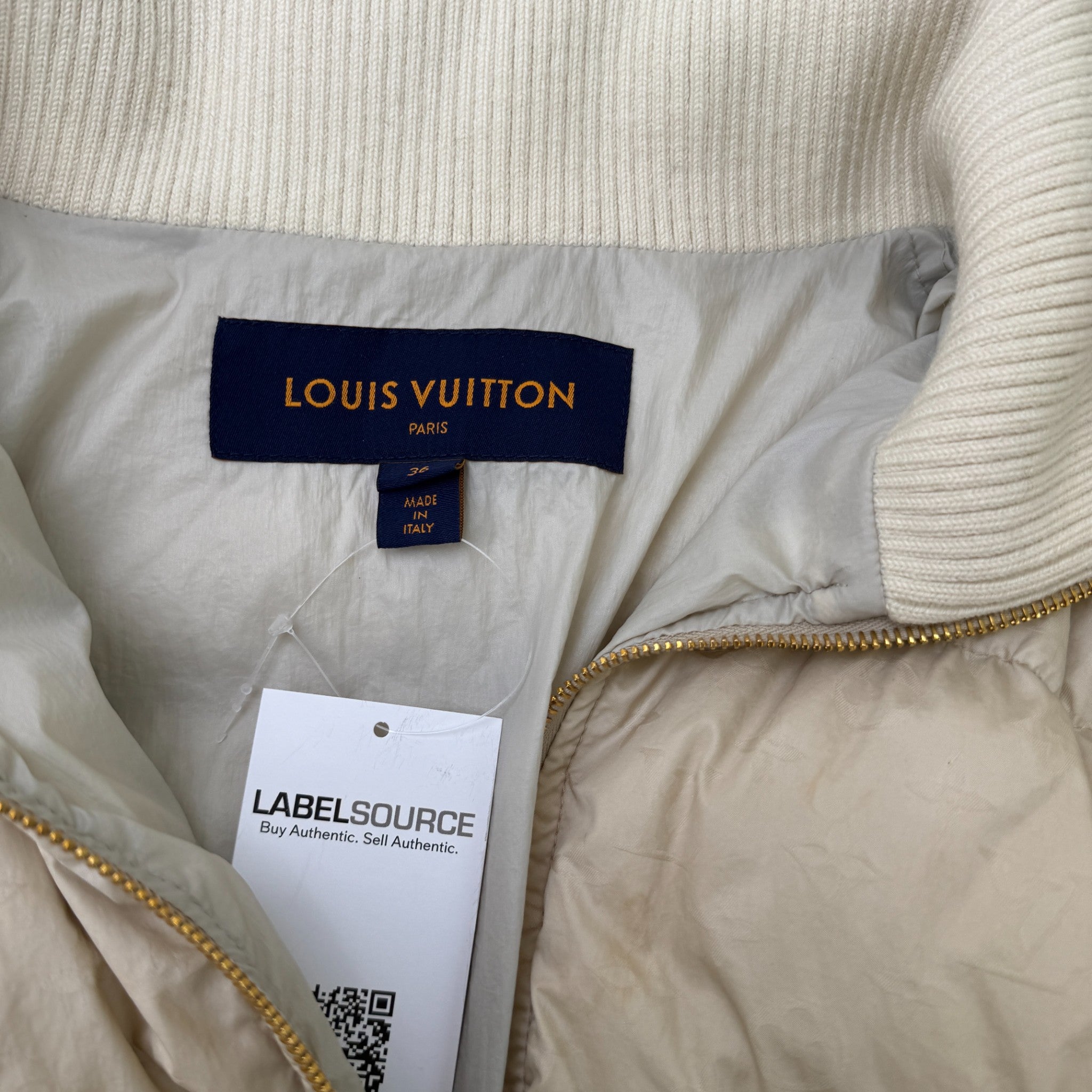 Women's Cropped Monogram Down Jacket Cream Size IT 36 / UK 4