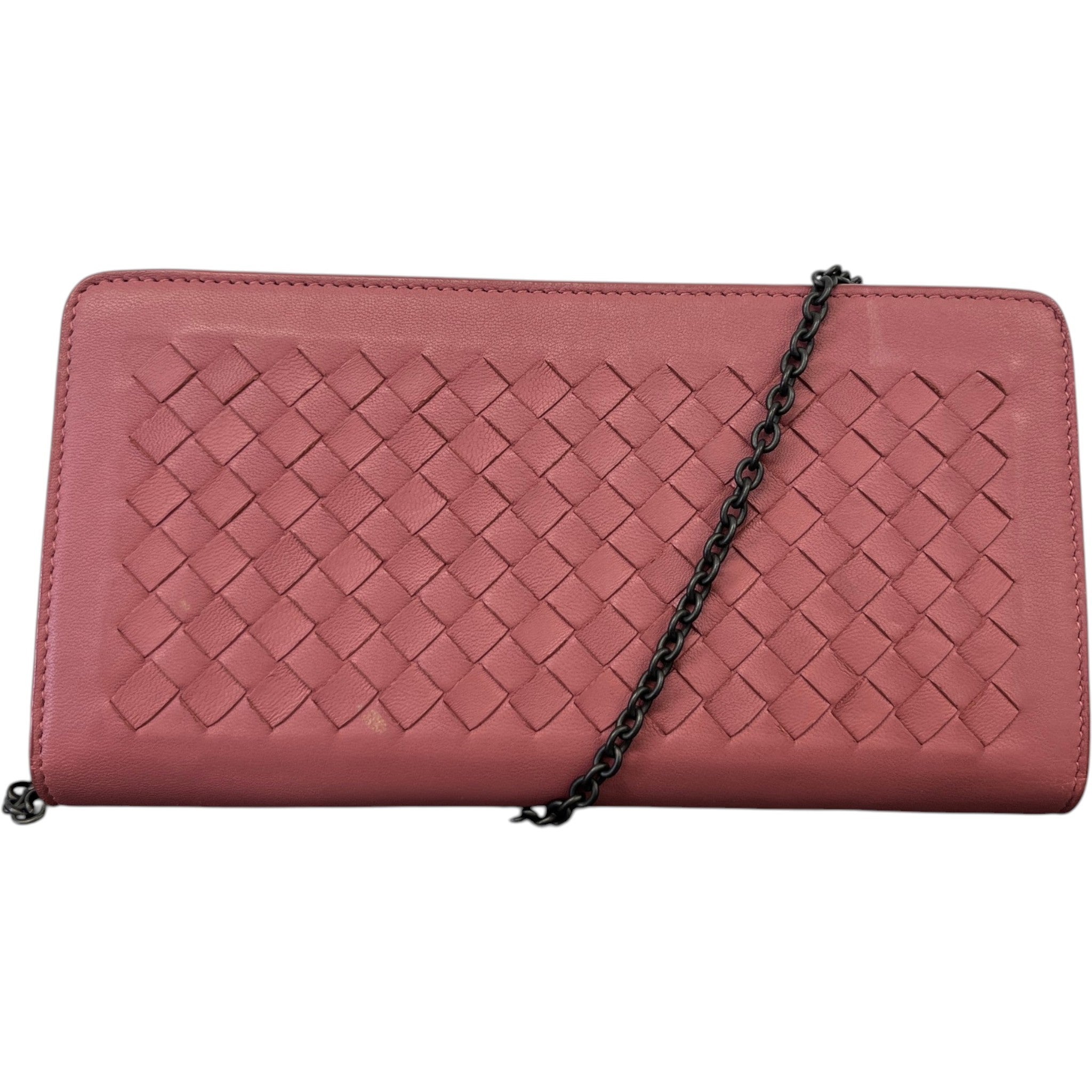 Women's Intrecciato Woven Wallet On Chain Bag Pink