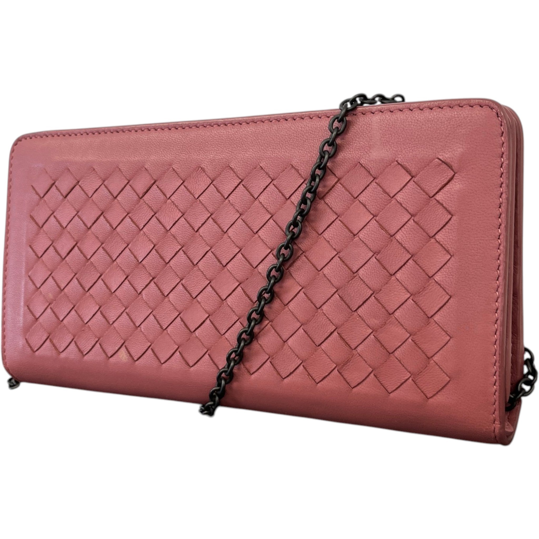 Women's Intrecciato Woven Wallet On Chain Bag Pink