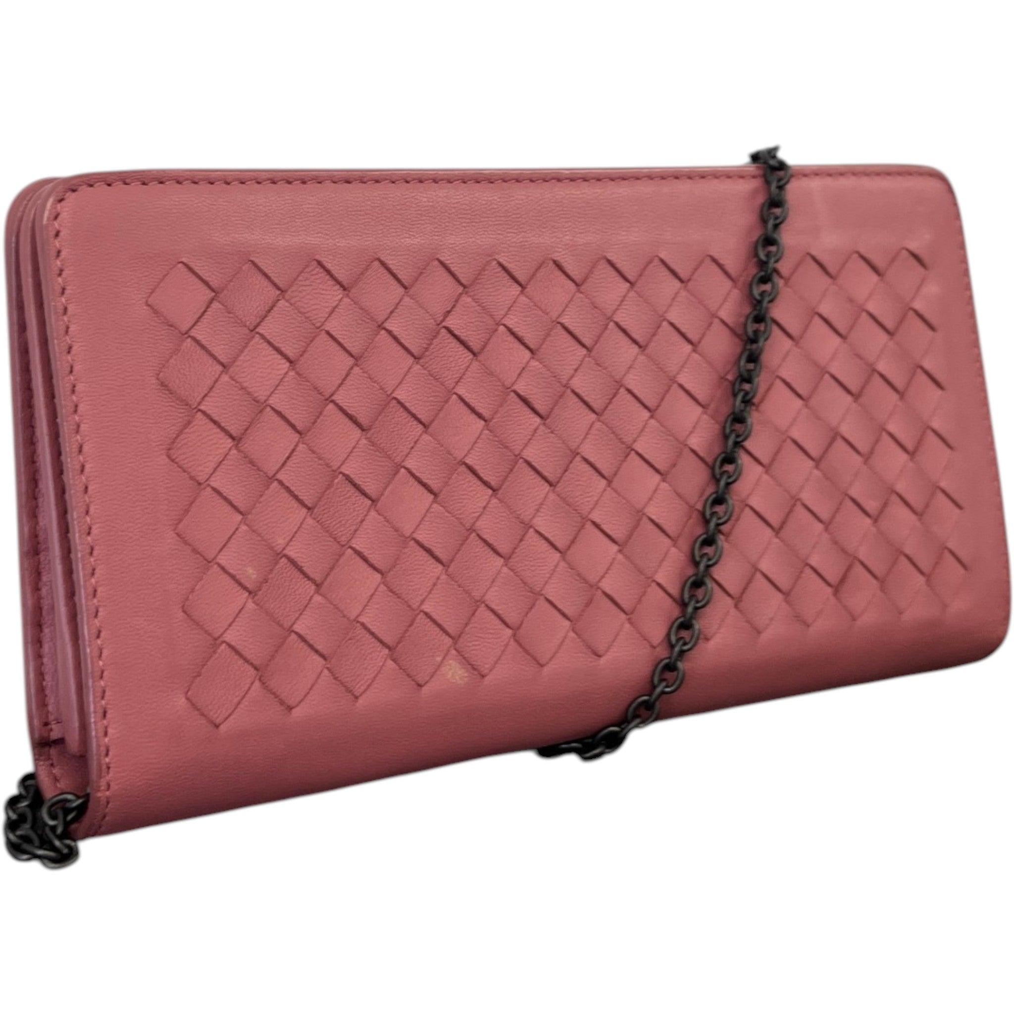 Women's Intrecciato Woven Wallet On Chain Bag Pink