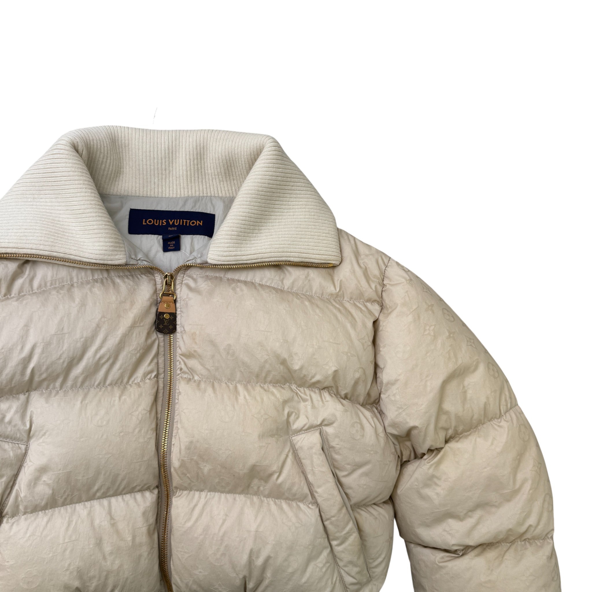 Women's Cropped Monogram Down Jacket Cream Size IT 36 / UK 4