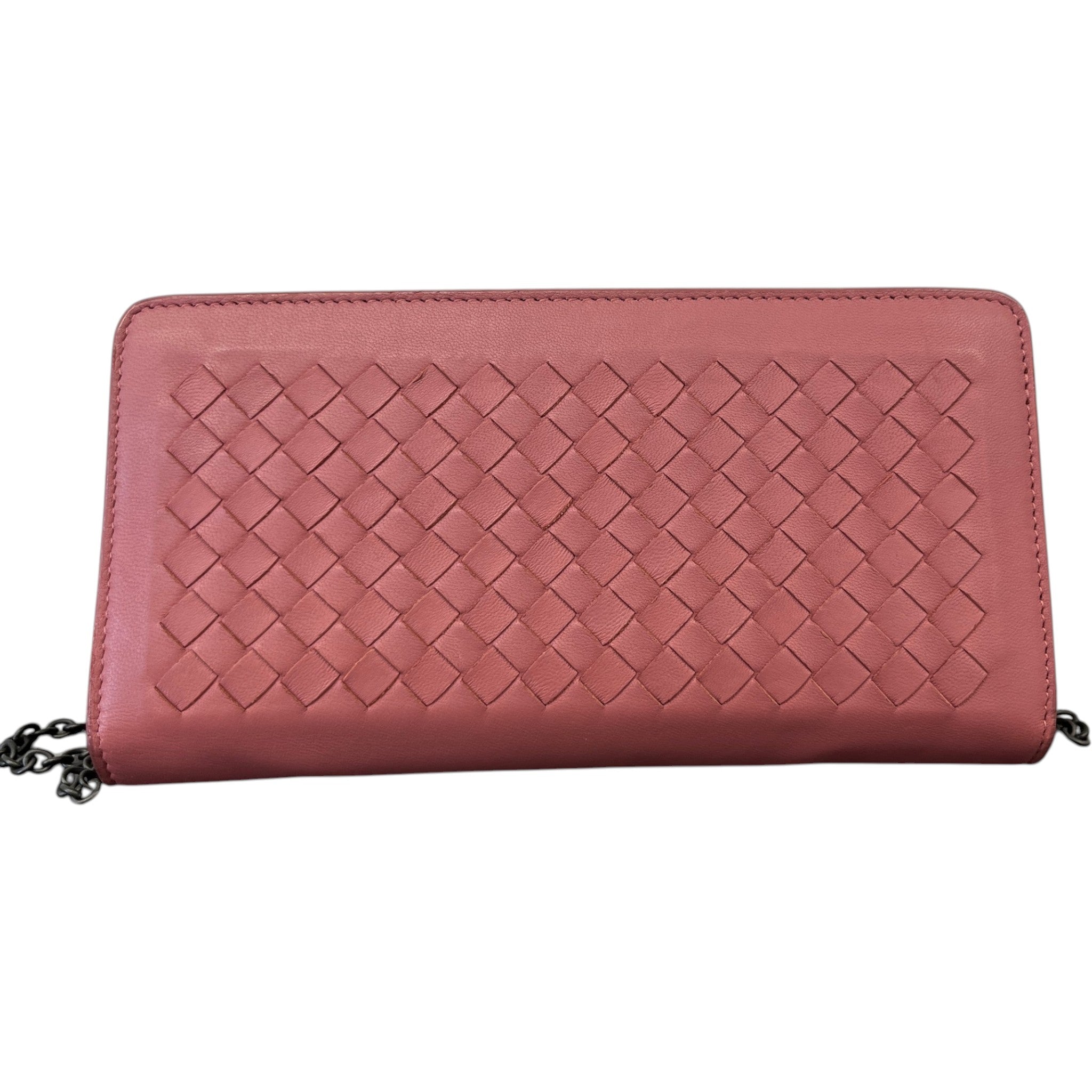 Women's Intrecciato Woven Wallet On Chain Bag Pink