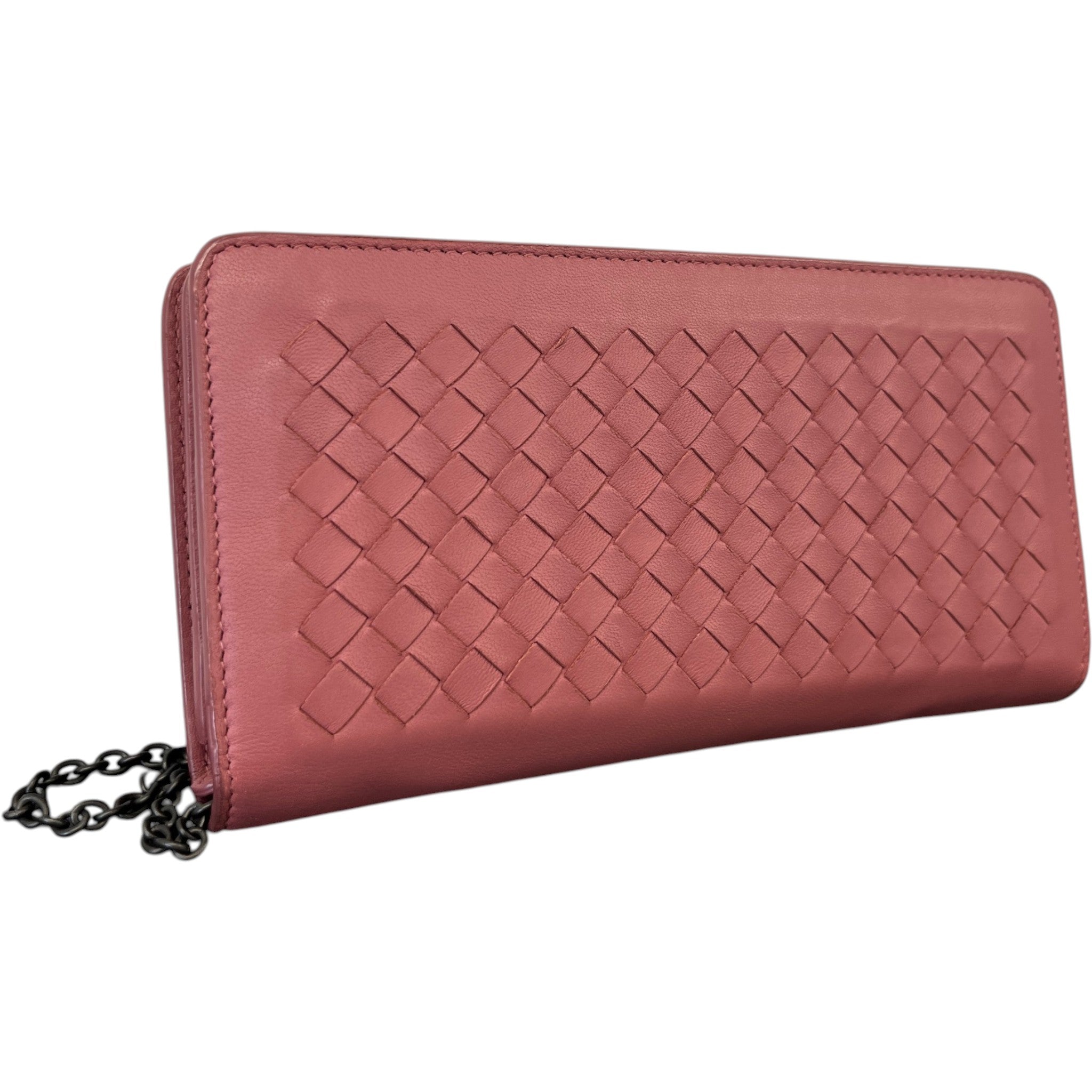 Women's Intrecciato Woven Wallet On Chain Bag Pink
