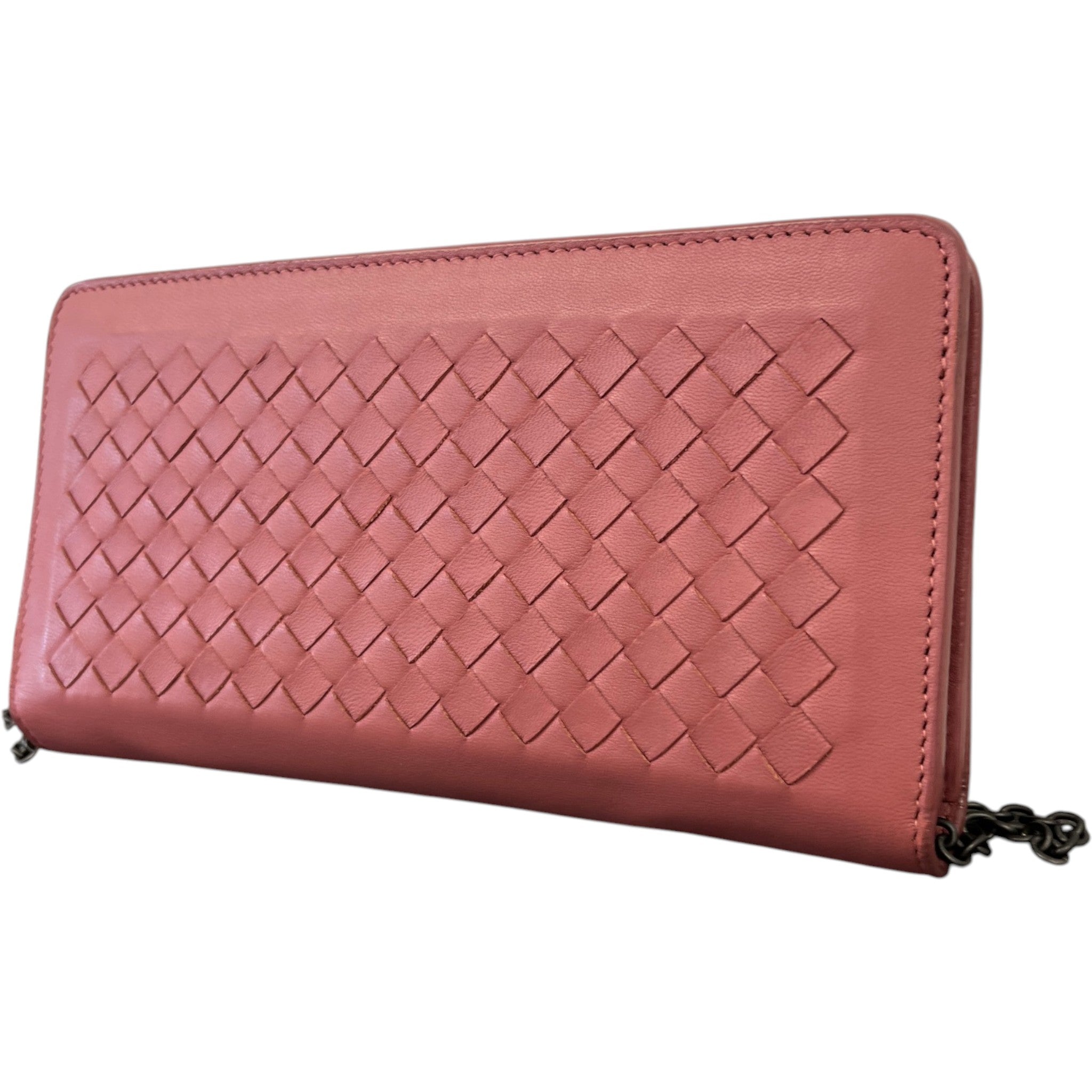 Women's Intrecciato Woven Wallet On Chain Bag Pink