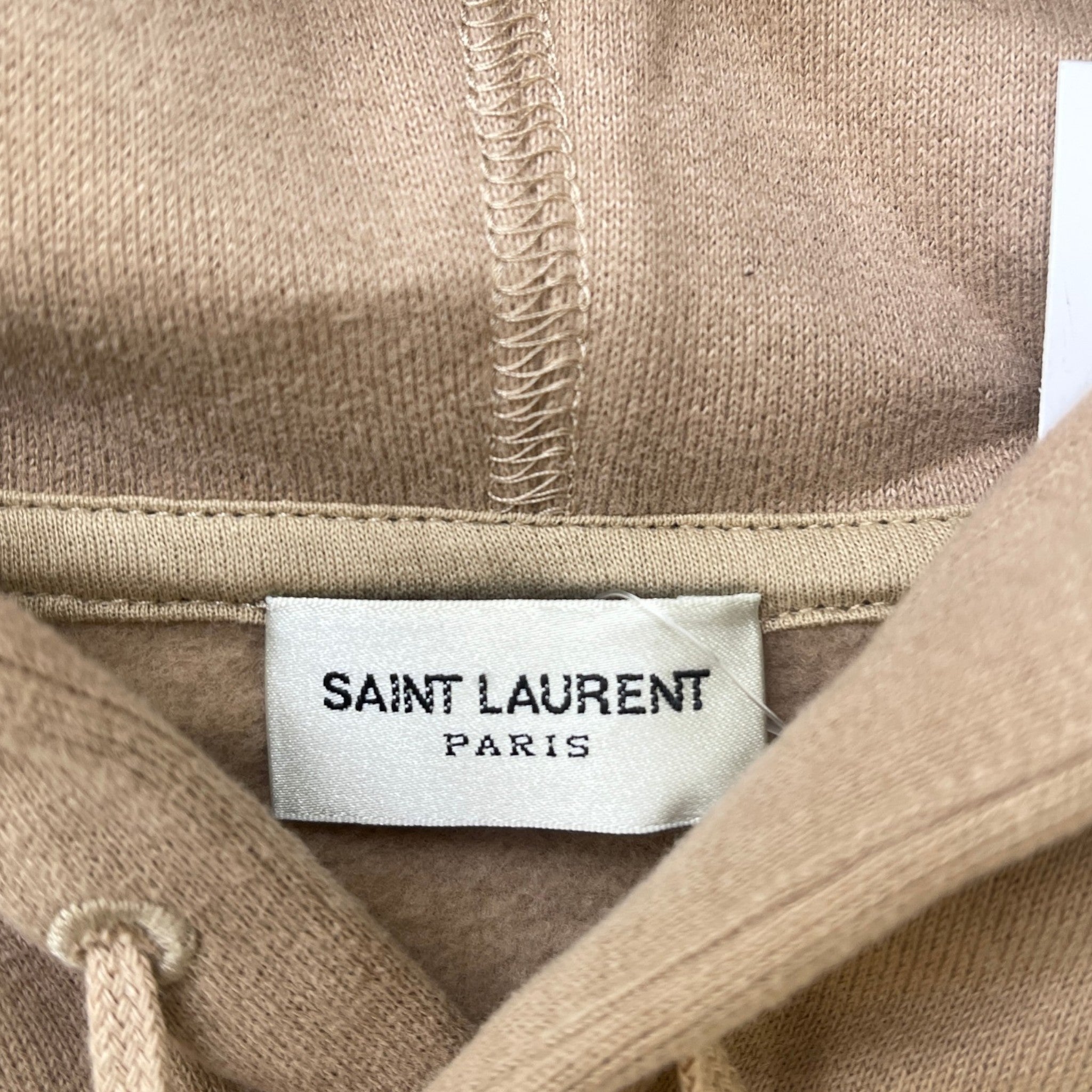 Men's Embroidered Logo Hoodie Beige Size L