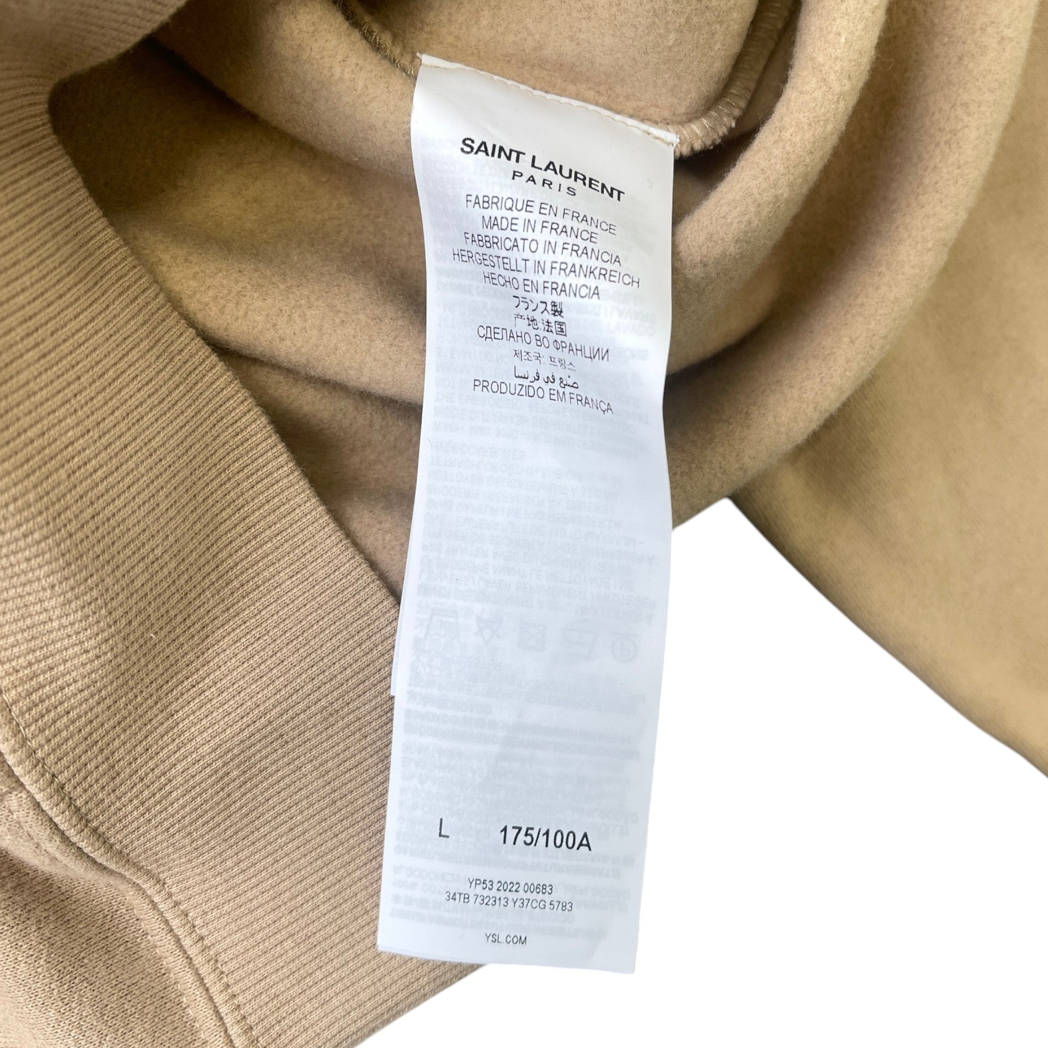 Men's Embroidered Logo Hoodie Beige Size L
