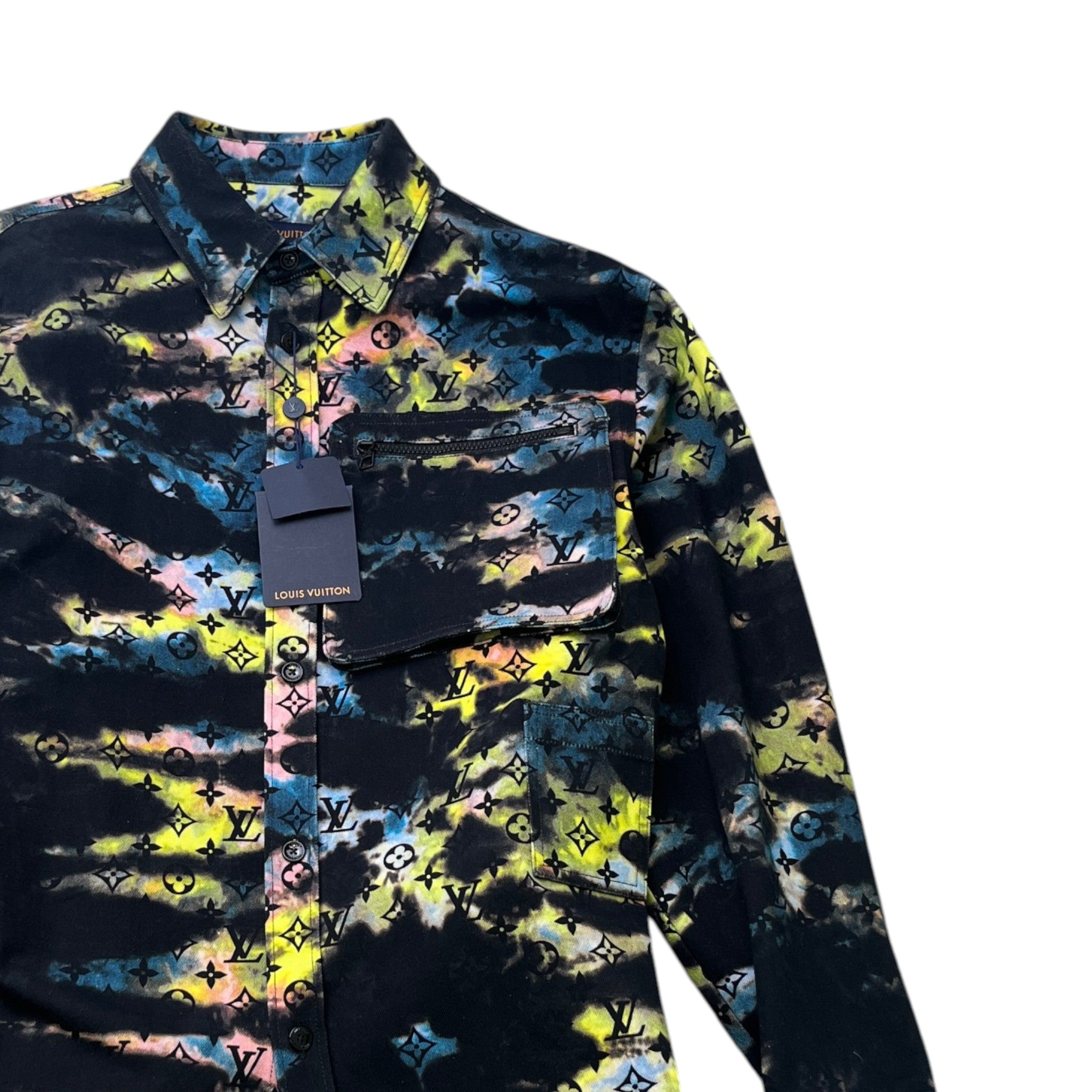 Men's Monogram Tie-Dye OverShirt Multi-Coloured Size L