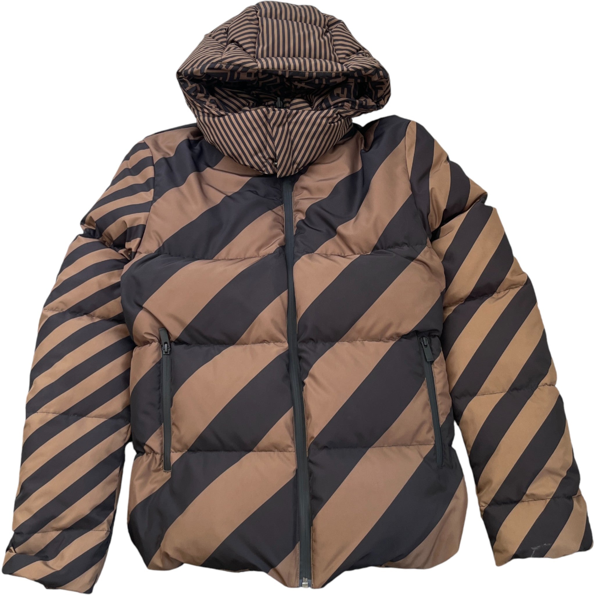 Men's Reversible Ff Zucca Down Jacket Gold Size IT 48 / M