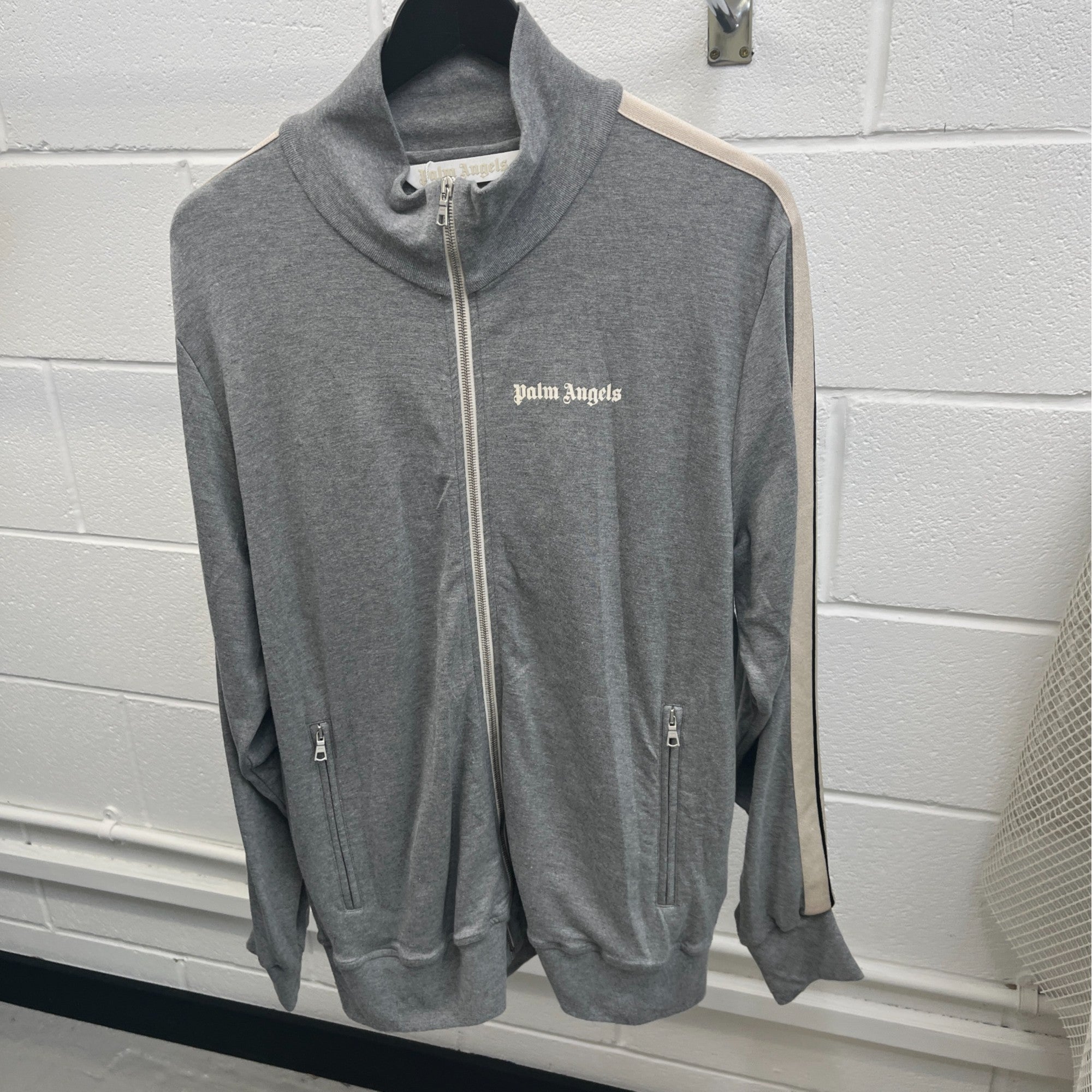 Men's Printed Logo Track Jacket Grey Size XL