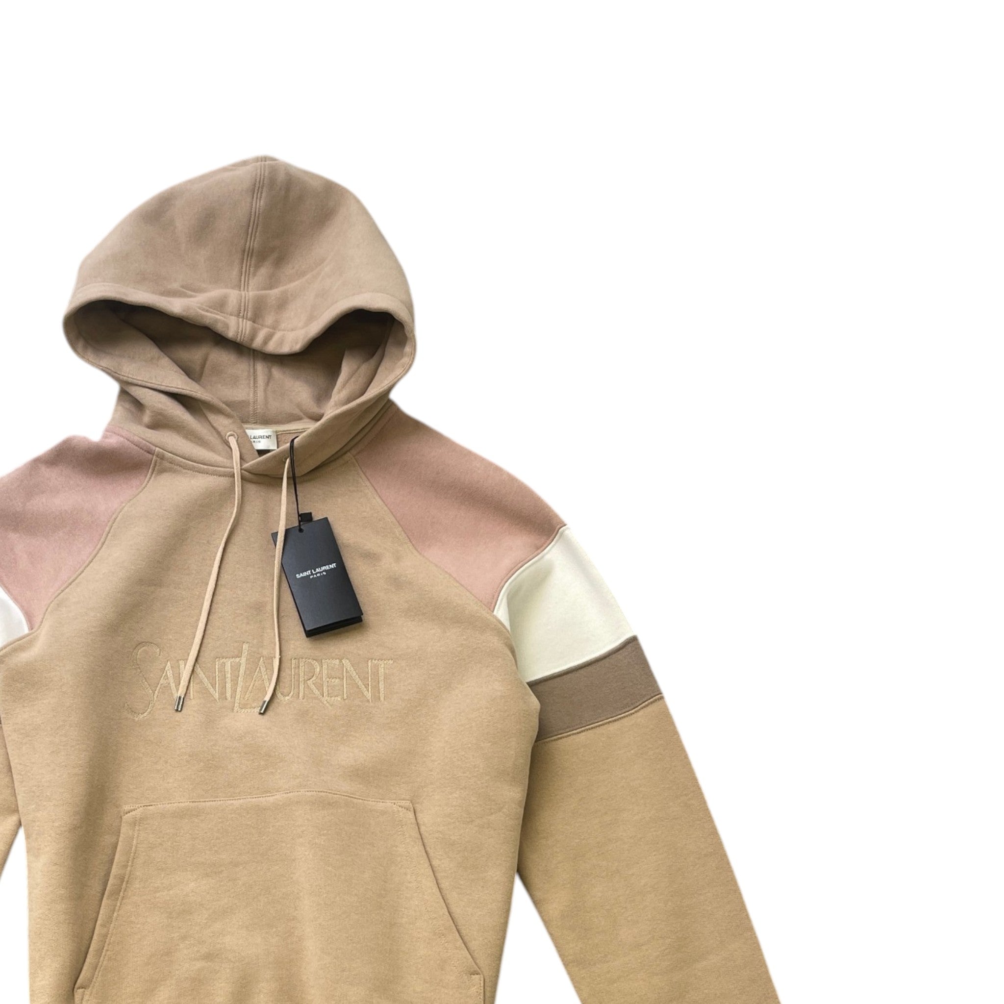 Men's Embroidered Logo Hoodie Beige Size L