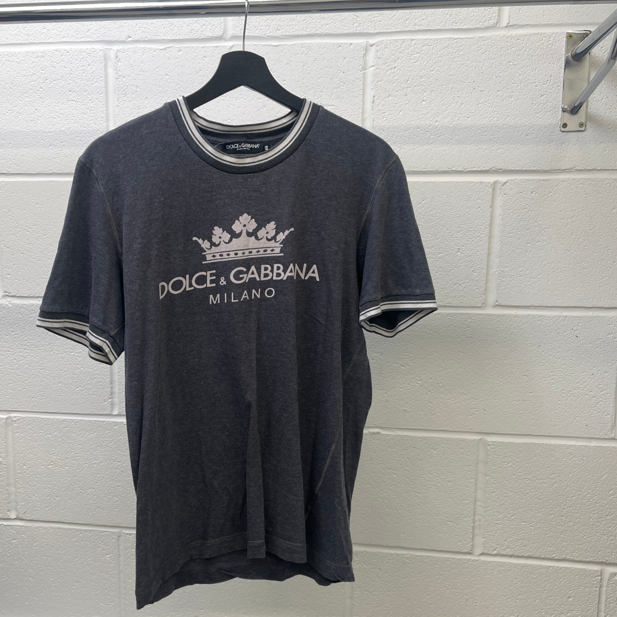 Men's Crown Logo Print T-Shirt Grey Size IT 48 / UK M