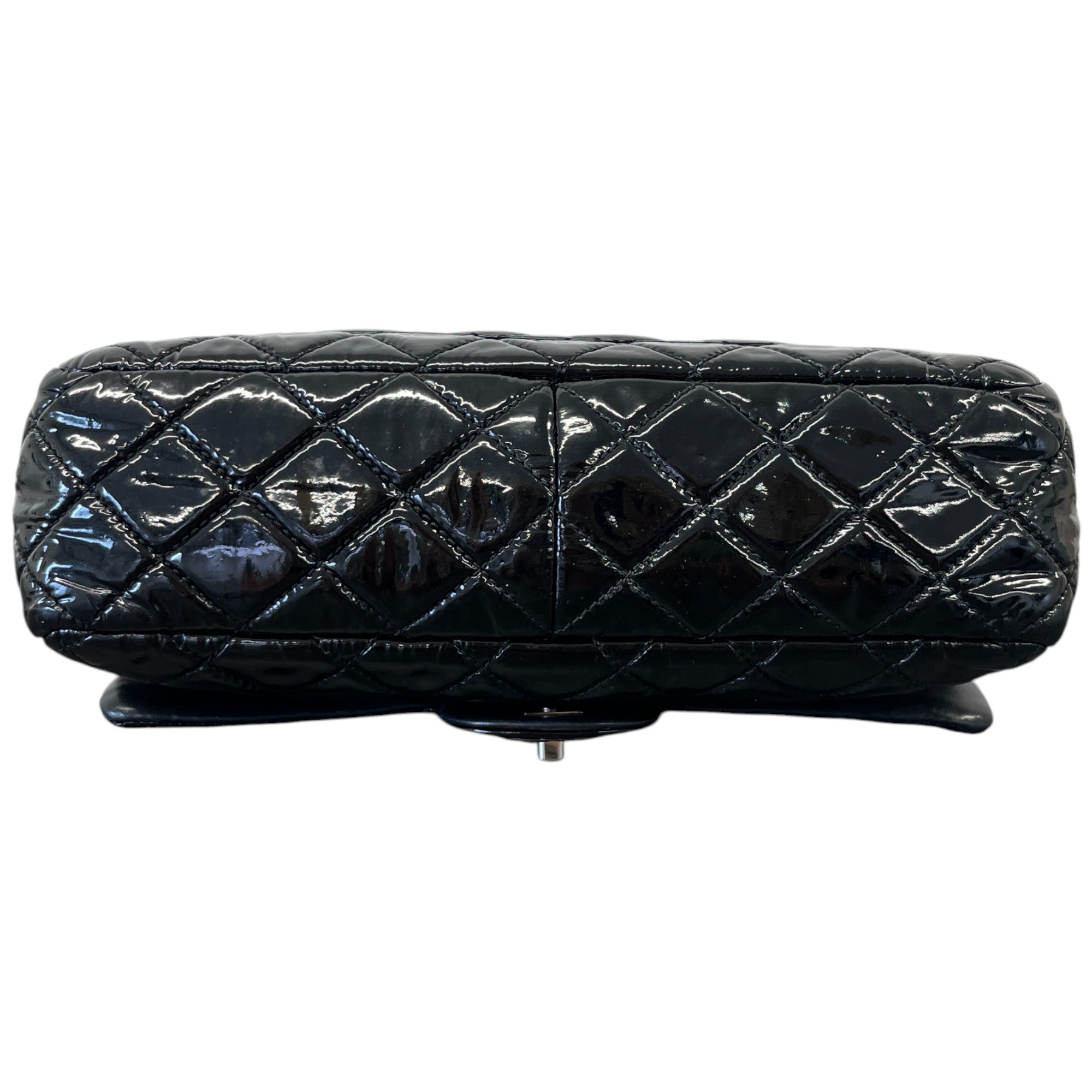 Women's Patent Single Flap Bag Black