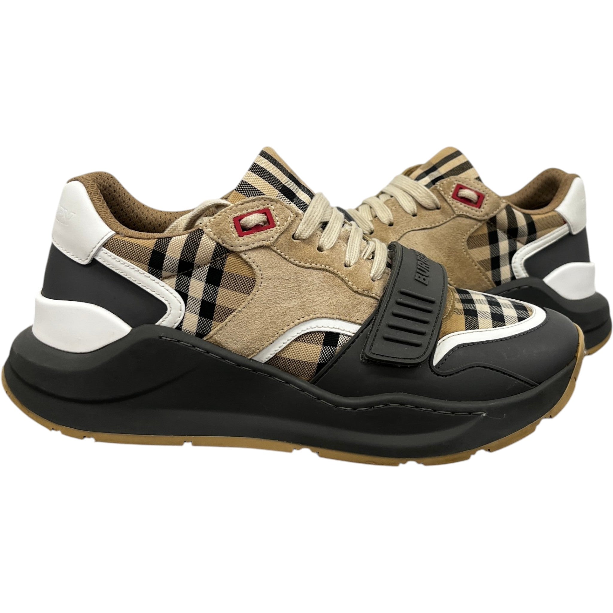 Men's Ramsey Check Low Trainers Beige Size EU 39 / UK 5