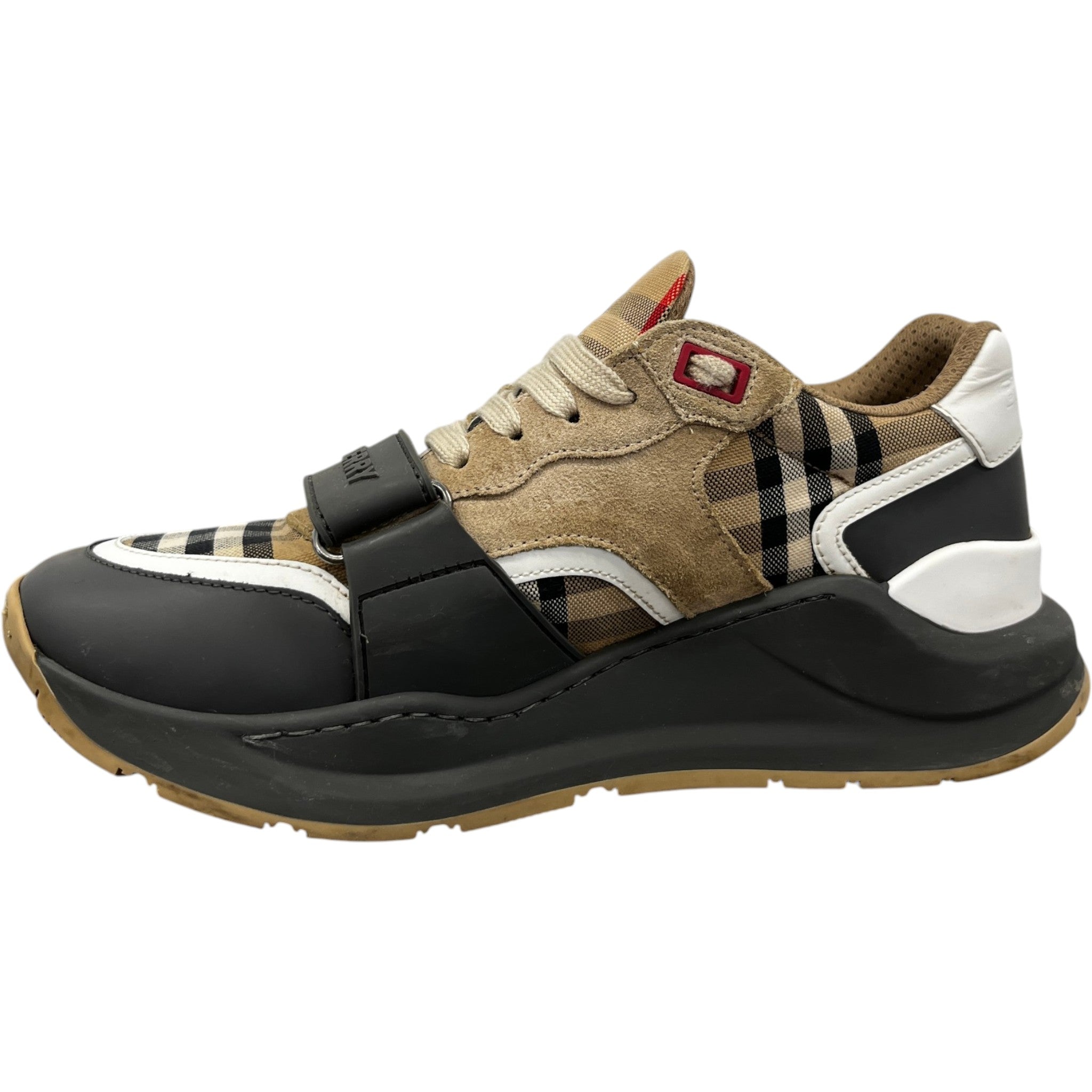 Men's Ramsey Check Low Trainers Beige Size EU 39 / UK 5