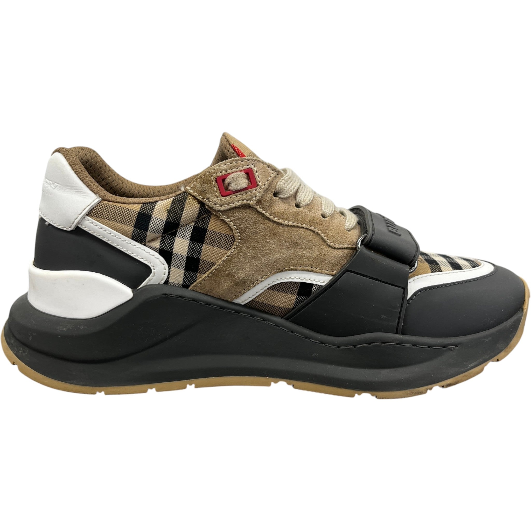 Men's Ramsey Check Low Trainers Beige Size EU 39 / UK 5