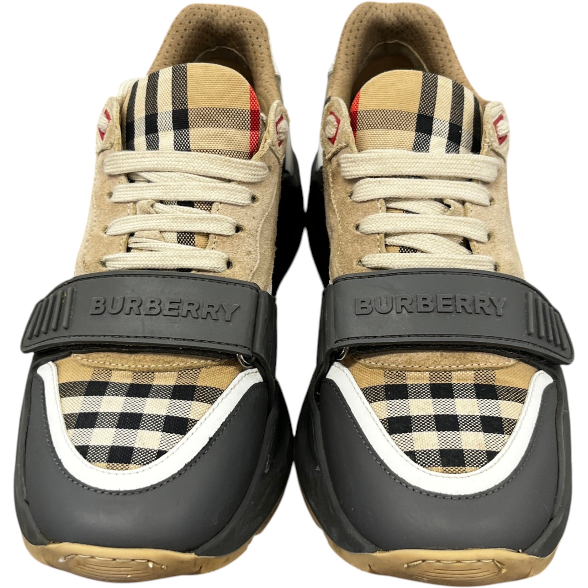 Men's Ramsey Check Low Trainers Beige Size EU 39 / UK 5