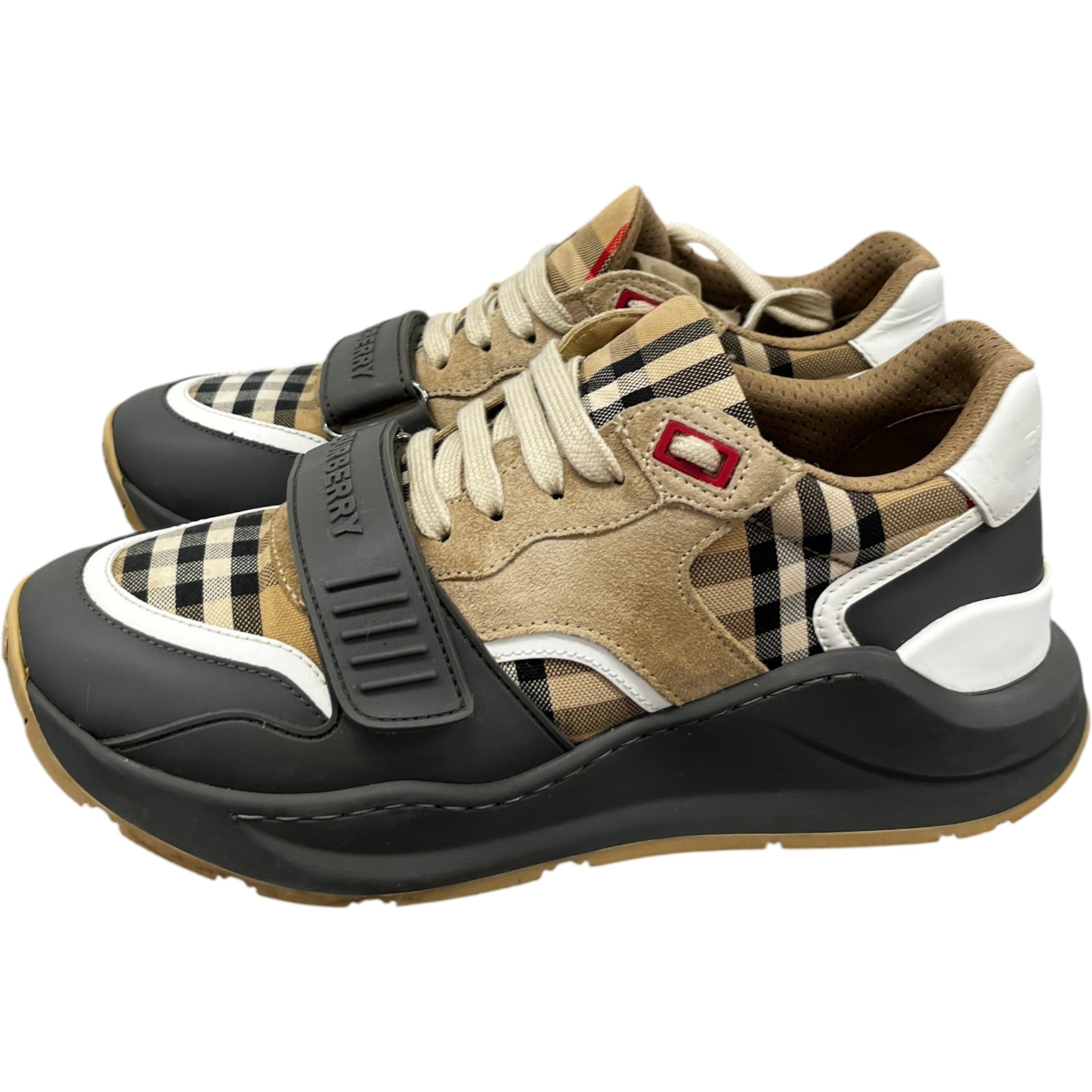 Men's Ramsey Check Low Trainers Beige Size EU 39 / UK 5
