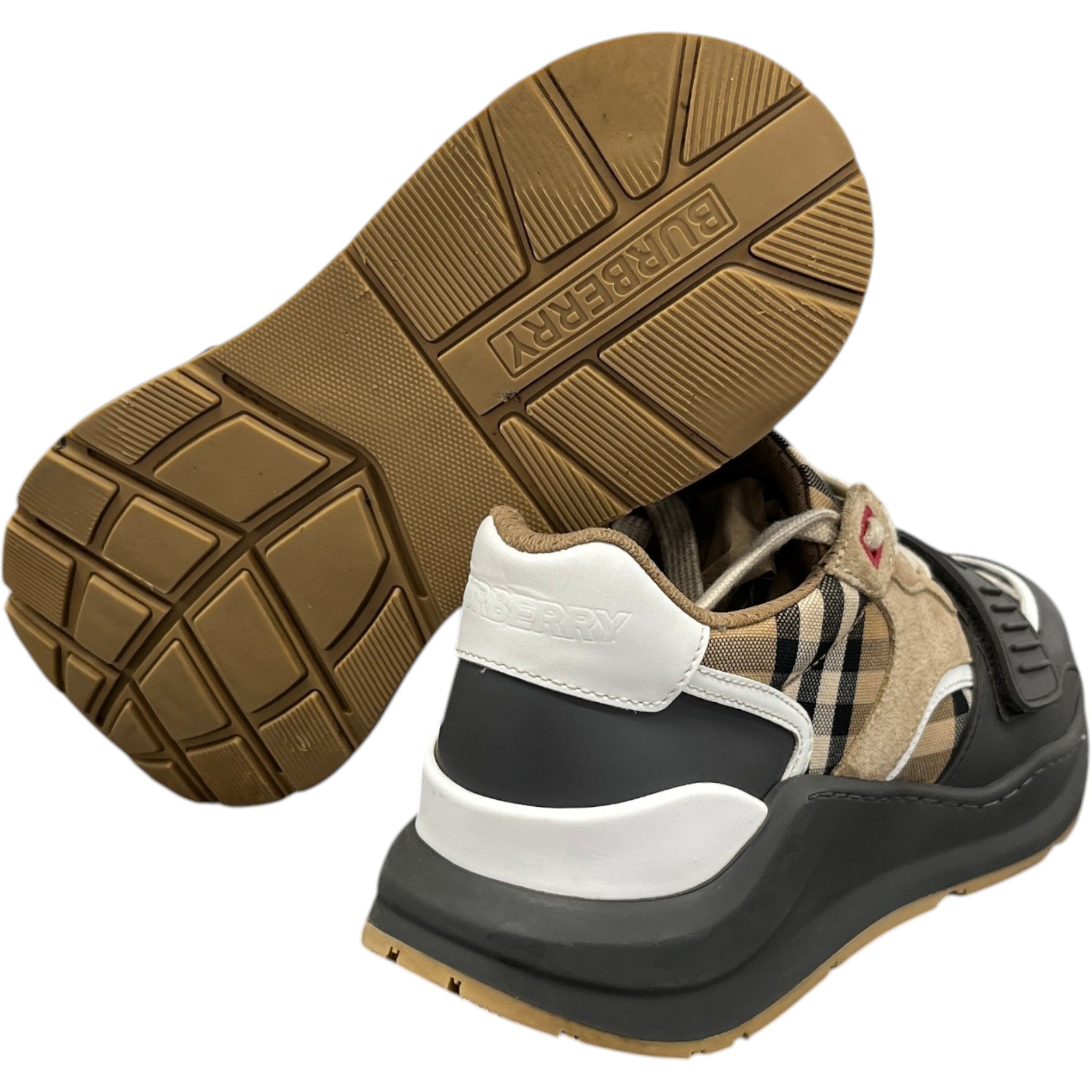 Men's Ramsey Check Low Trainers Beige Size EU 39 / UK 5