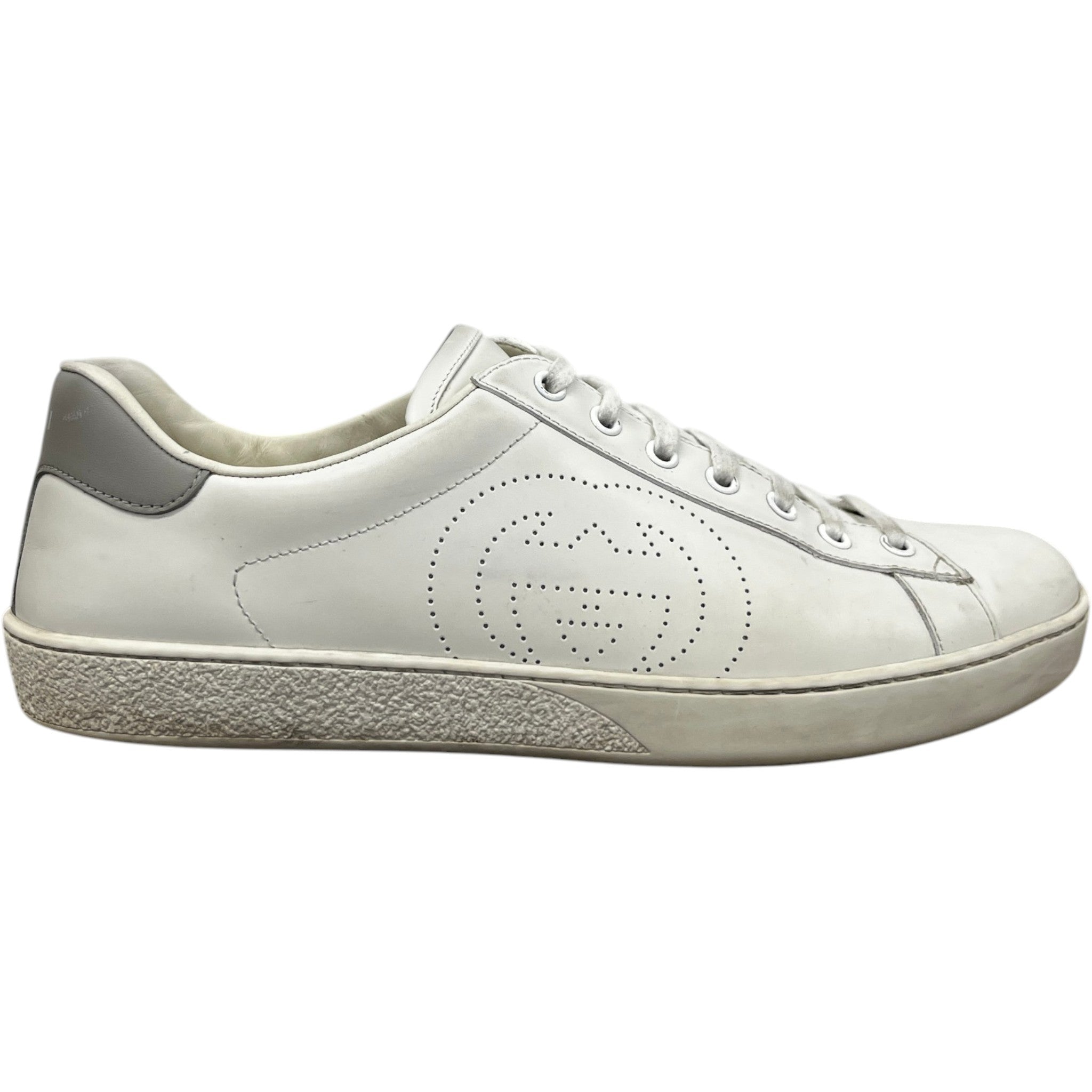 Men's Ace Perforated Interlocking G Low Trainers Cream Size EU 43.5 / UK 9.5