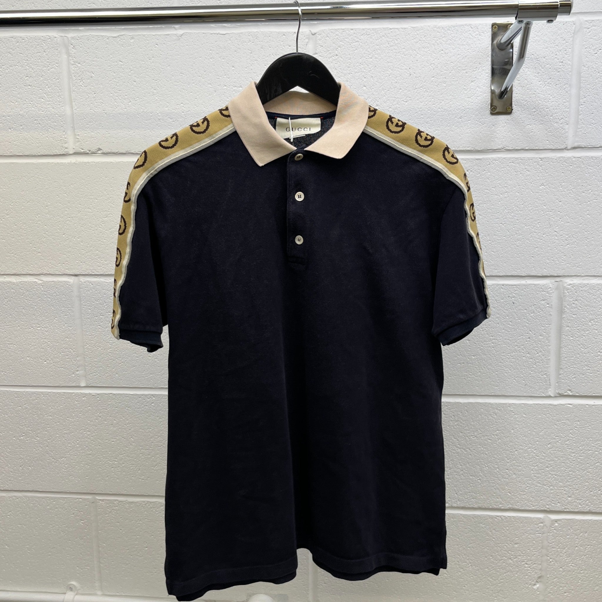 Men's Gg Tape Logo T-Shirt Navy Size L