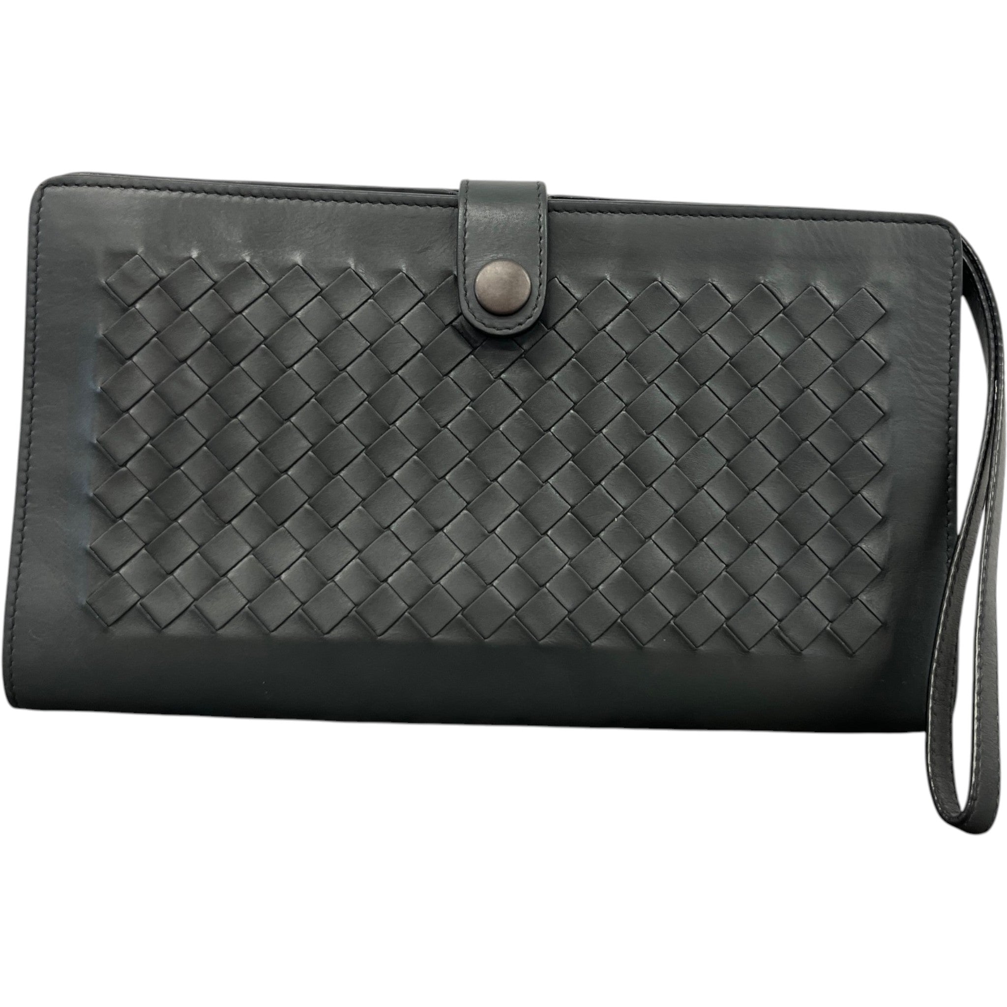 Men's Intrecciato Woven Clutch Charcoal