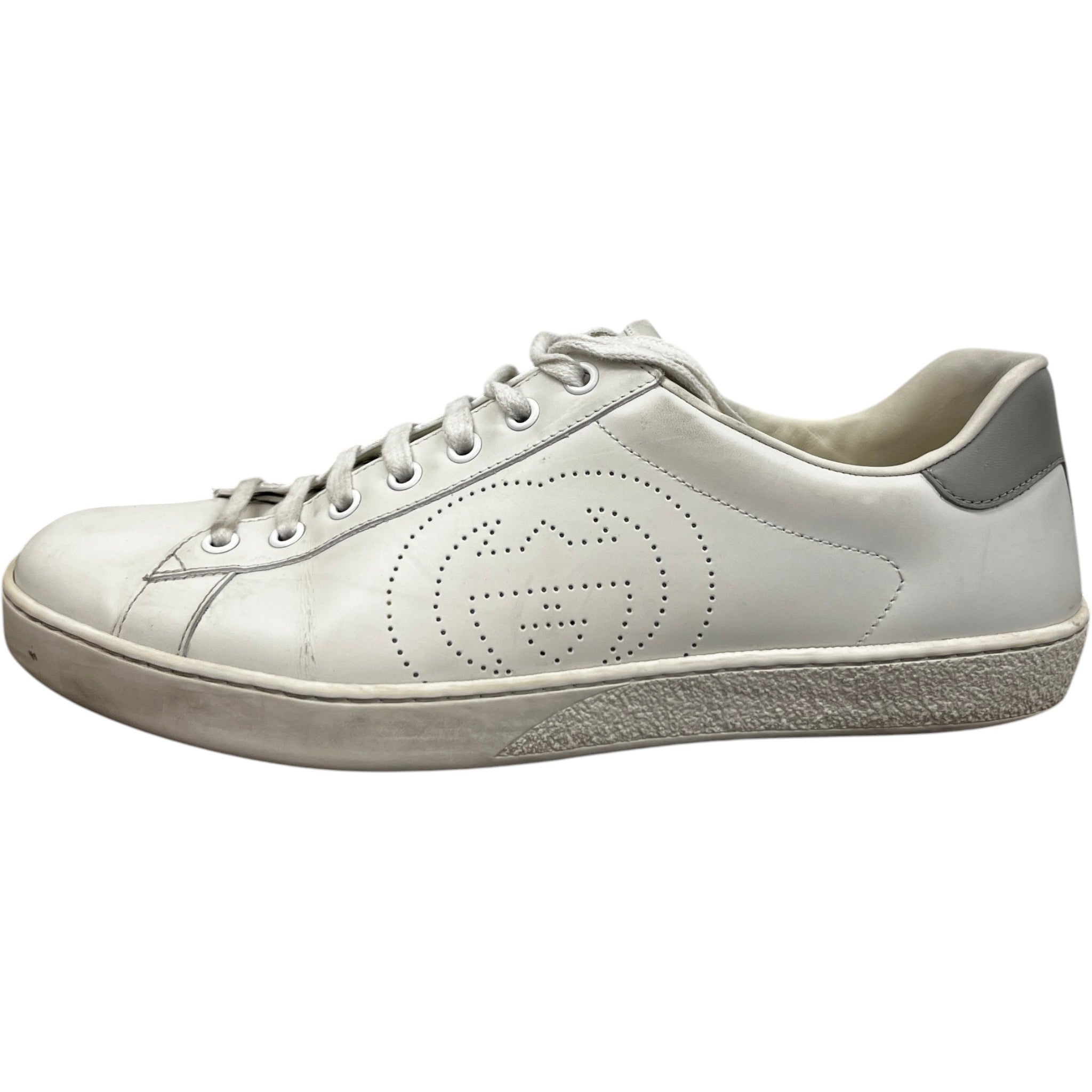 Men's Ace Perforated Interlocking G Low Trainers Cream Size EU 43.5 / UK 9.5