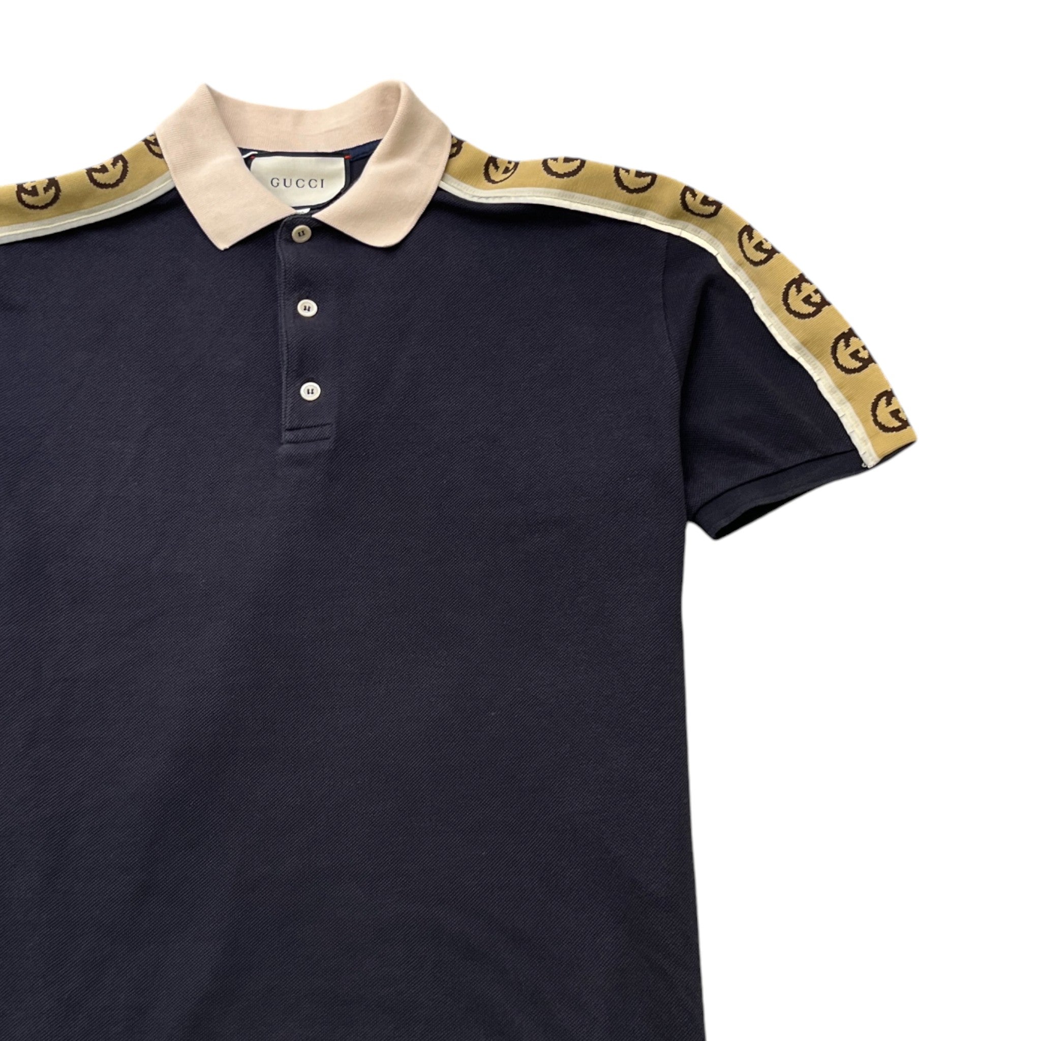 Men's Gg Tape Logo T-Shirt Navy Size L