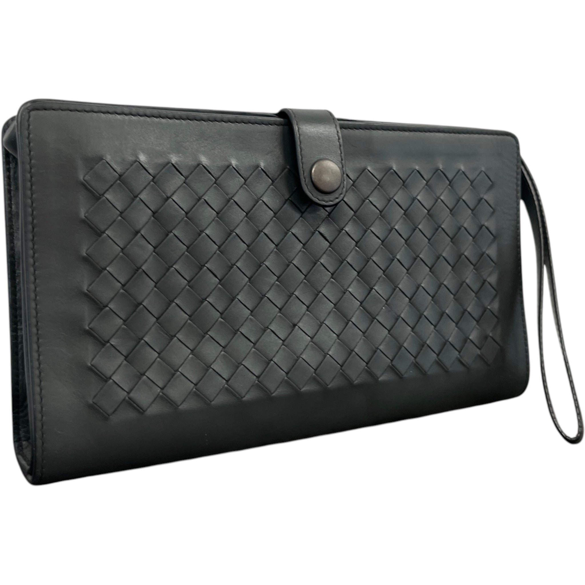 Men's Intrecciato Woven Clutch Charcoal