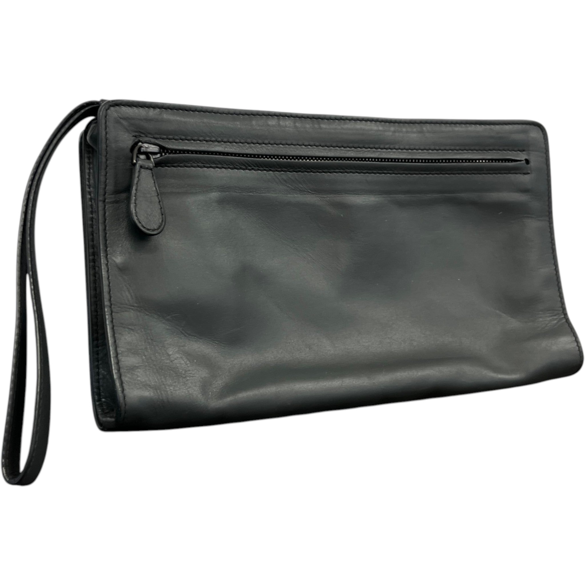 Men's Intrecciato Woven Clutch Charcoal