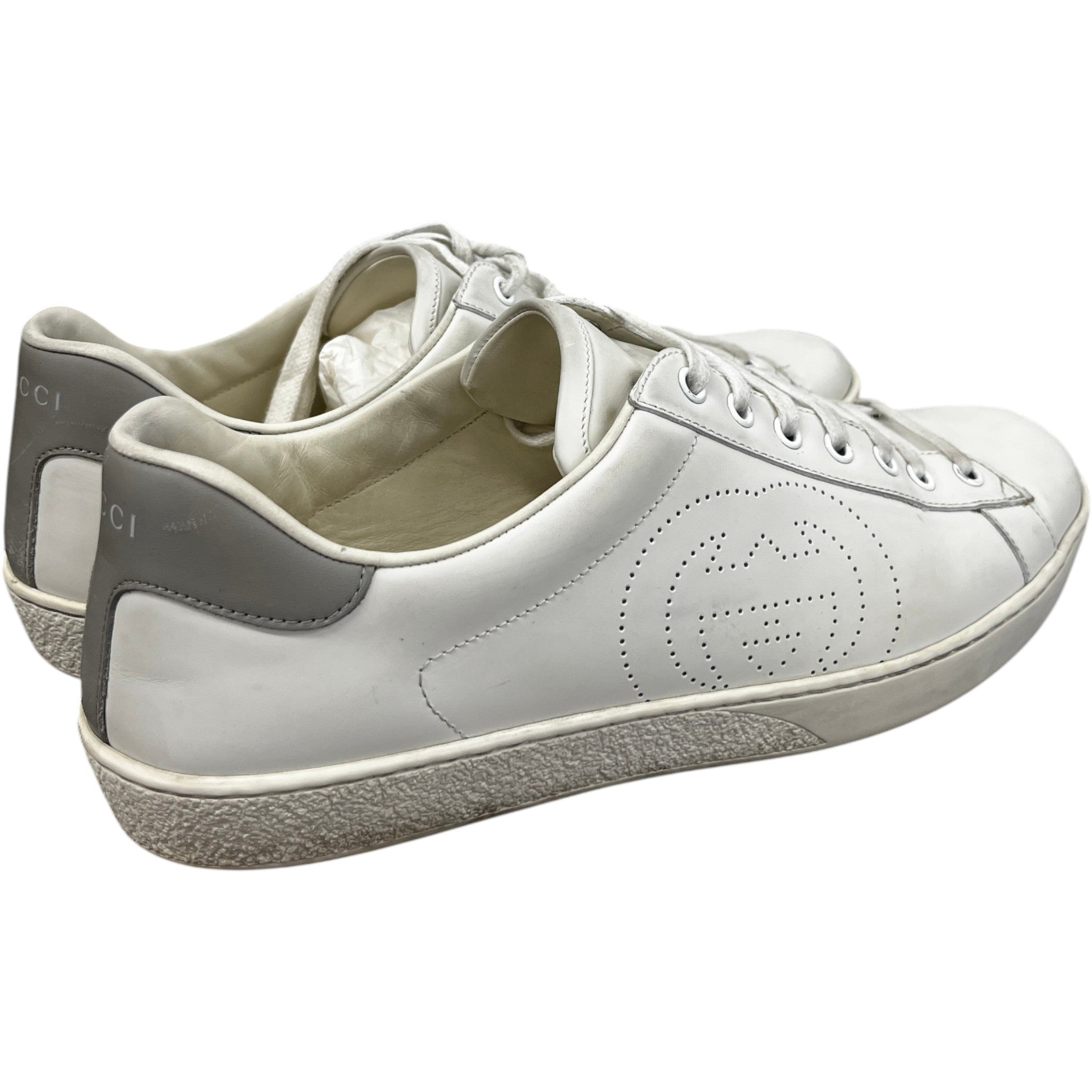 Men's Ace Perforated Interlocking G Low Trainers Cream Size EU 43.5 / UK 9.5