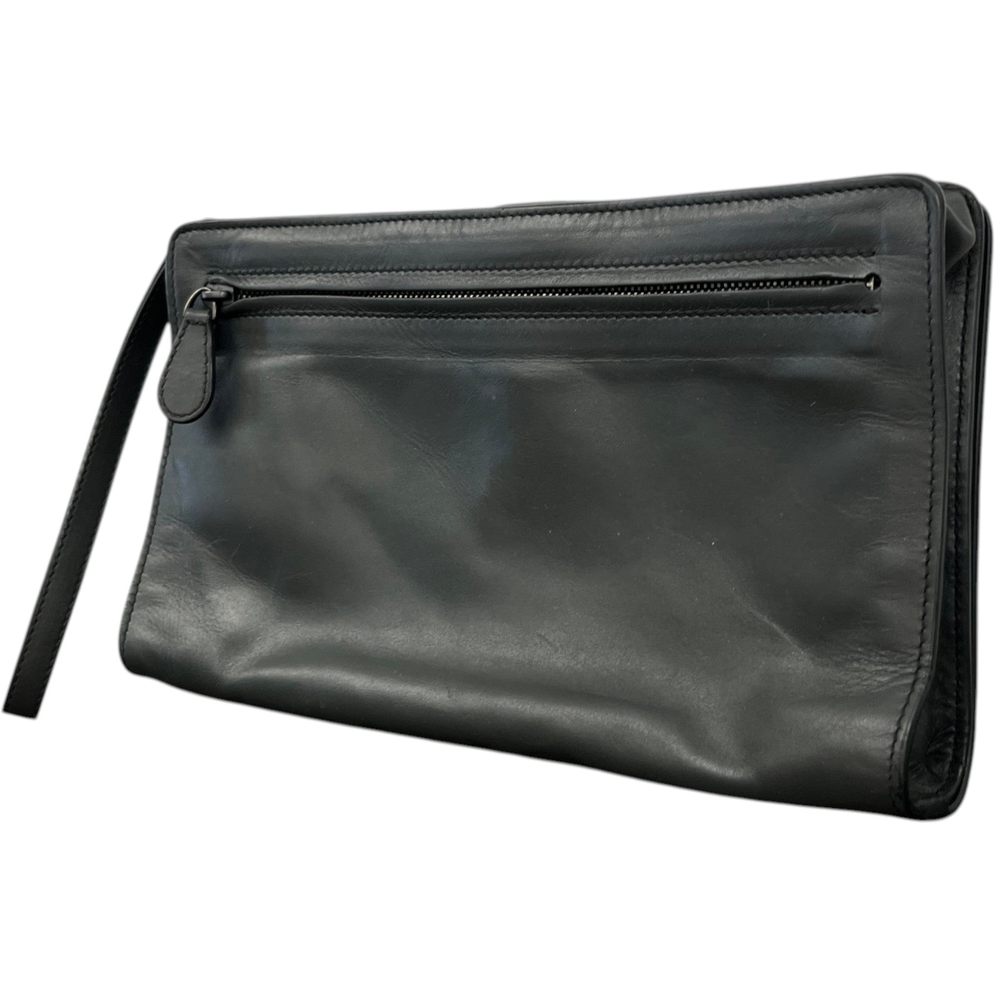 Men's Intrecciato Woven Clutch Charcoal