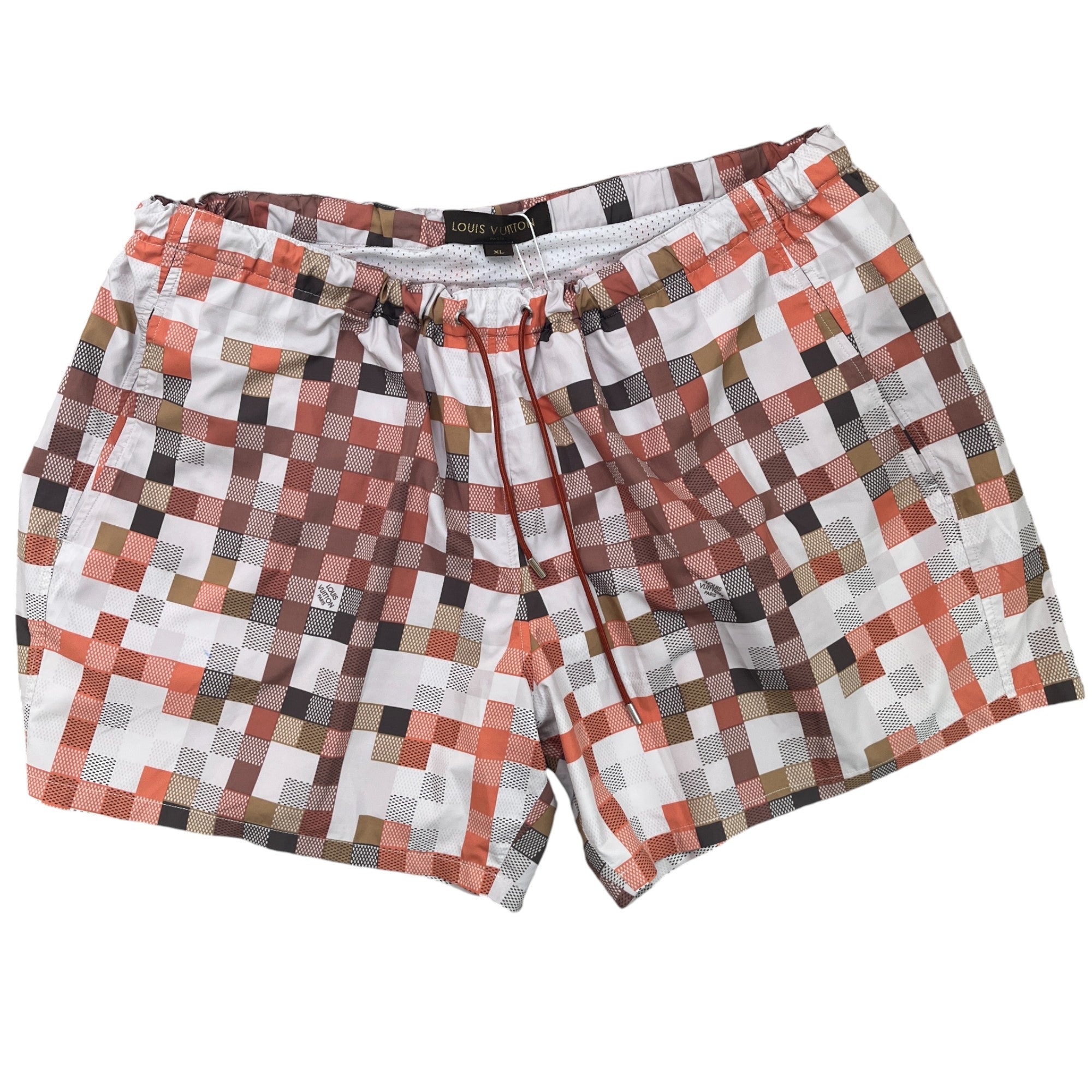 Men's Damier Swim Shorts Orange Size XL