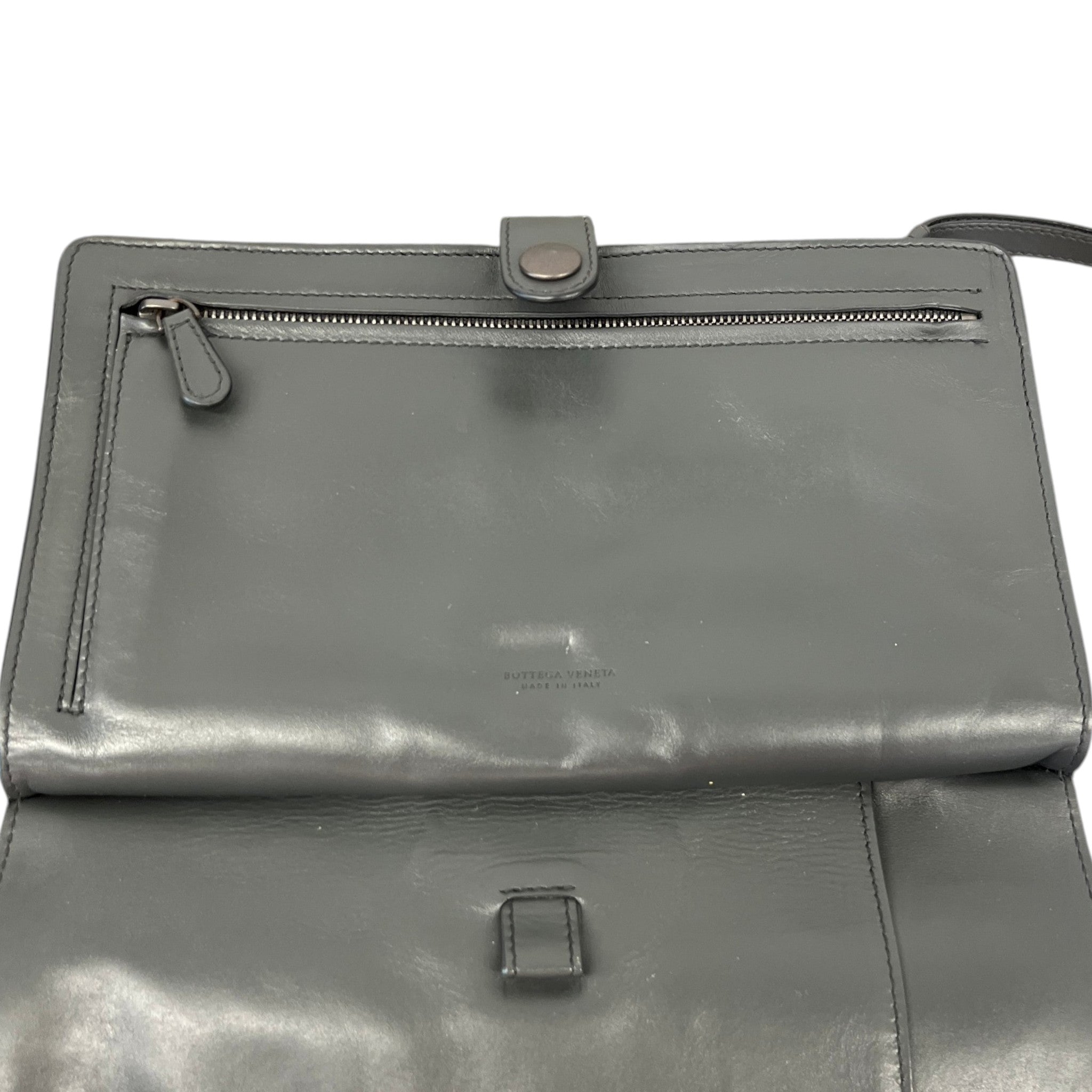Men's Intrecciato Woven Clutch Charcoal