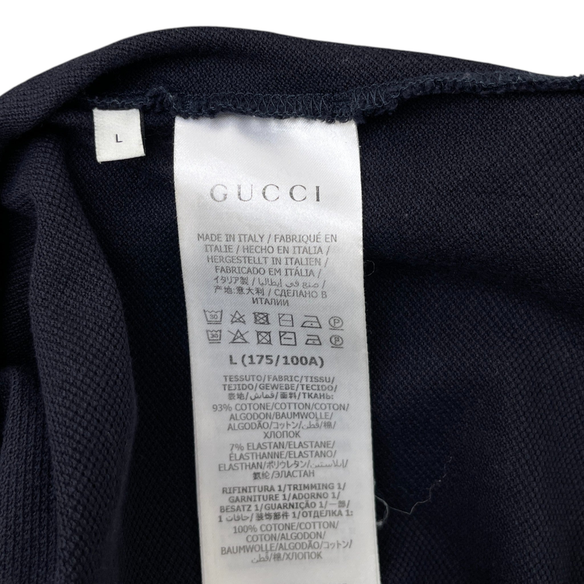 Men's Gg Tape Logo T-Shirt Navy Size L