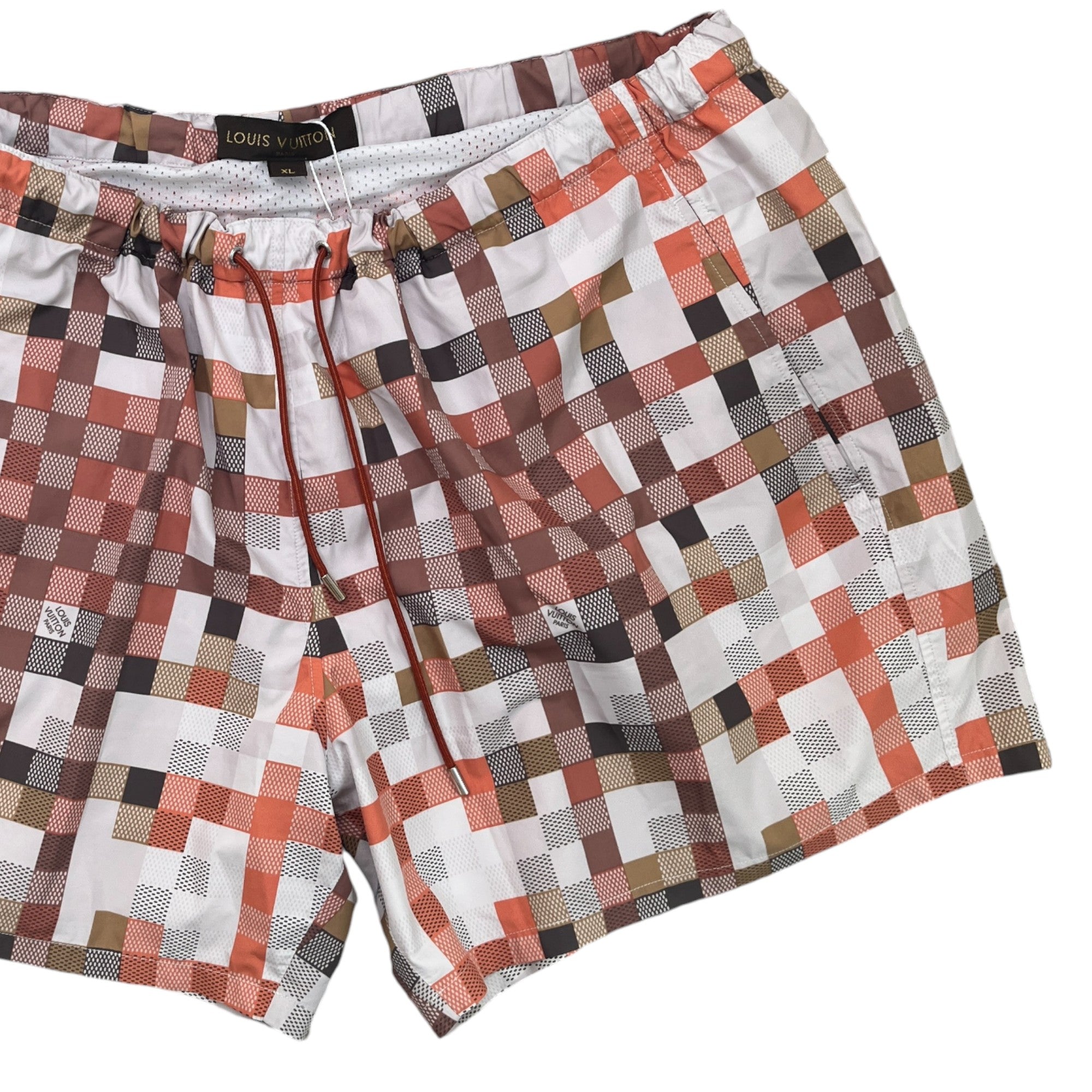 Men's Damier Swim Shorts Orange Size XL