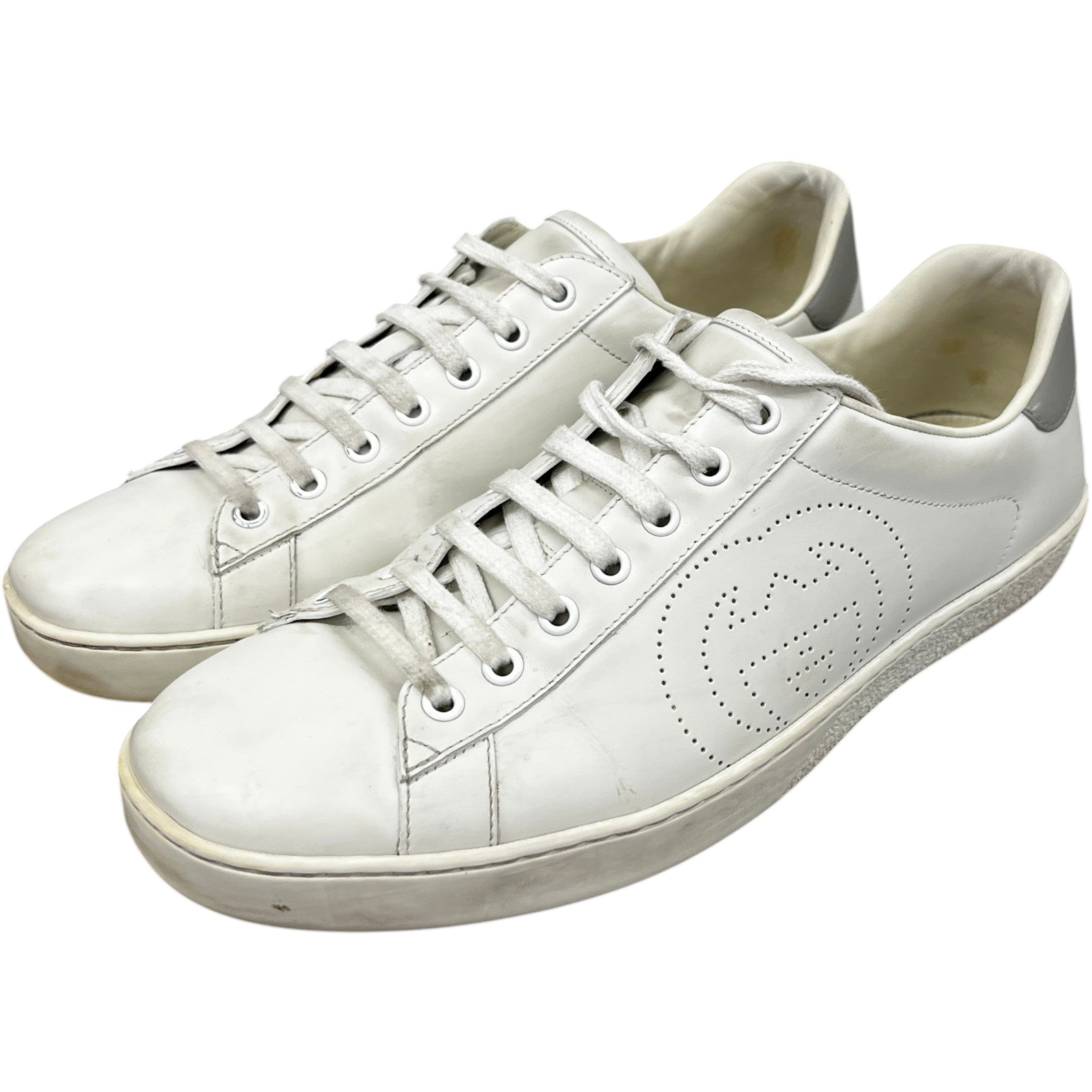 Men's Ace Perforated Interlocking G Low Trainers Cream Size EU 43.5 / UK 9.5